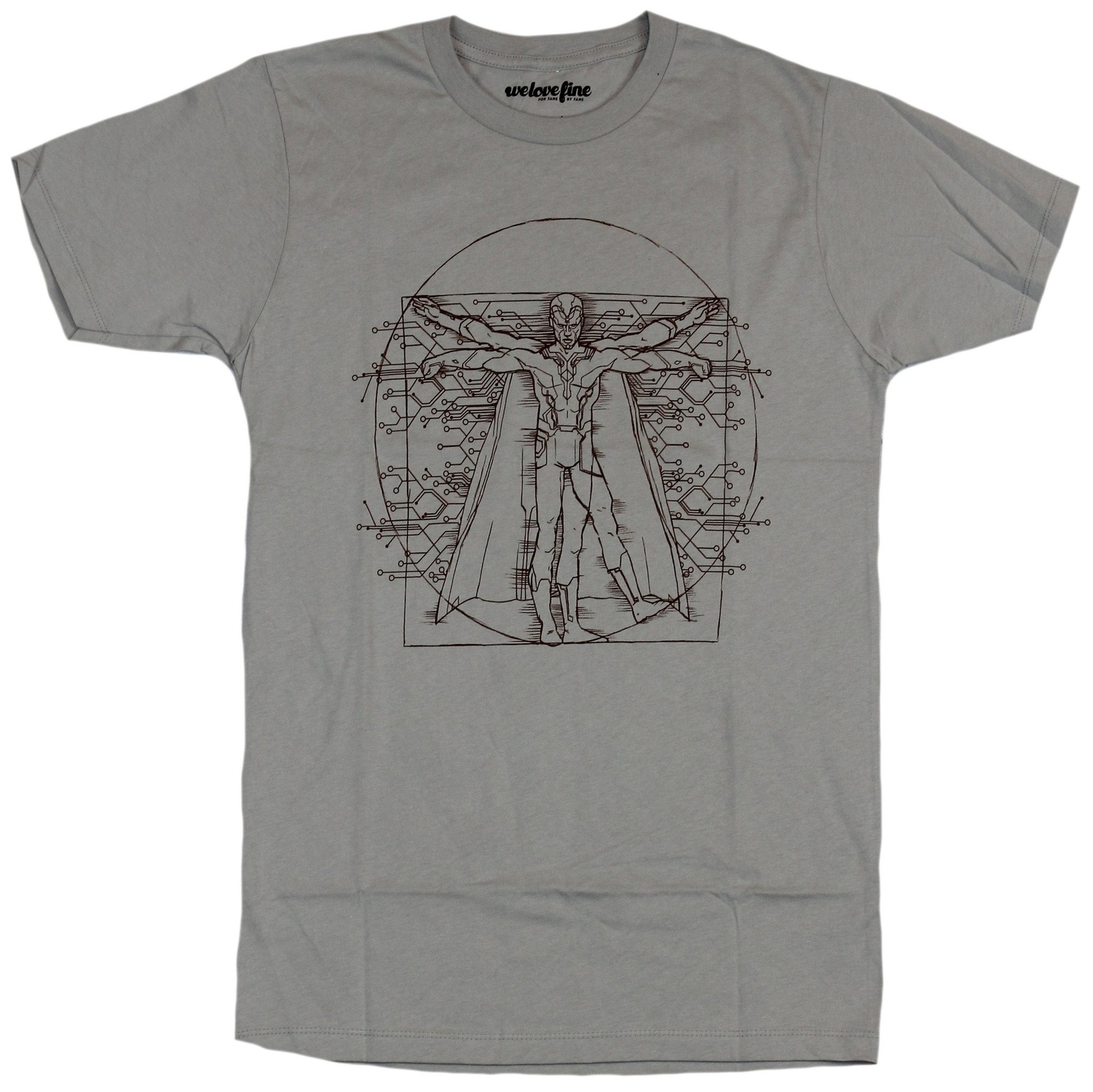 Vison of the Avengers Adult New T-Shirt – Vitruvian Vison Sketch Circle Pic