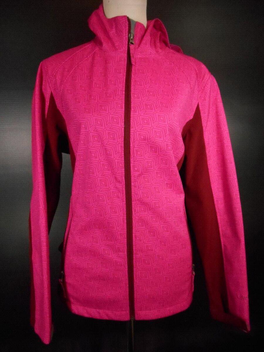 Beautiful Women’s Large FreeTech Purple Burgundy Geo LS Zipper Hoodie Jacket