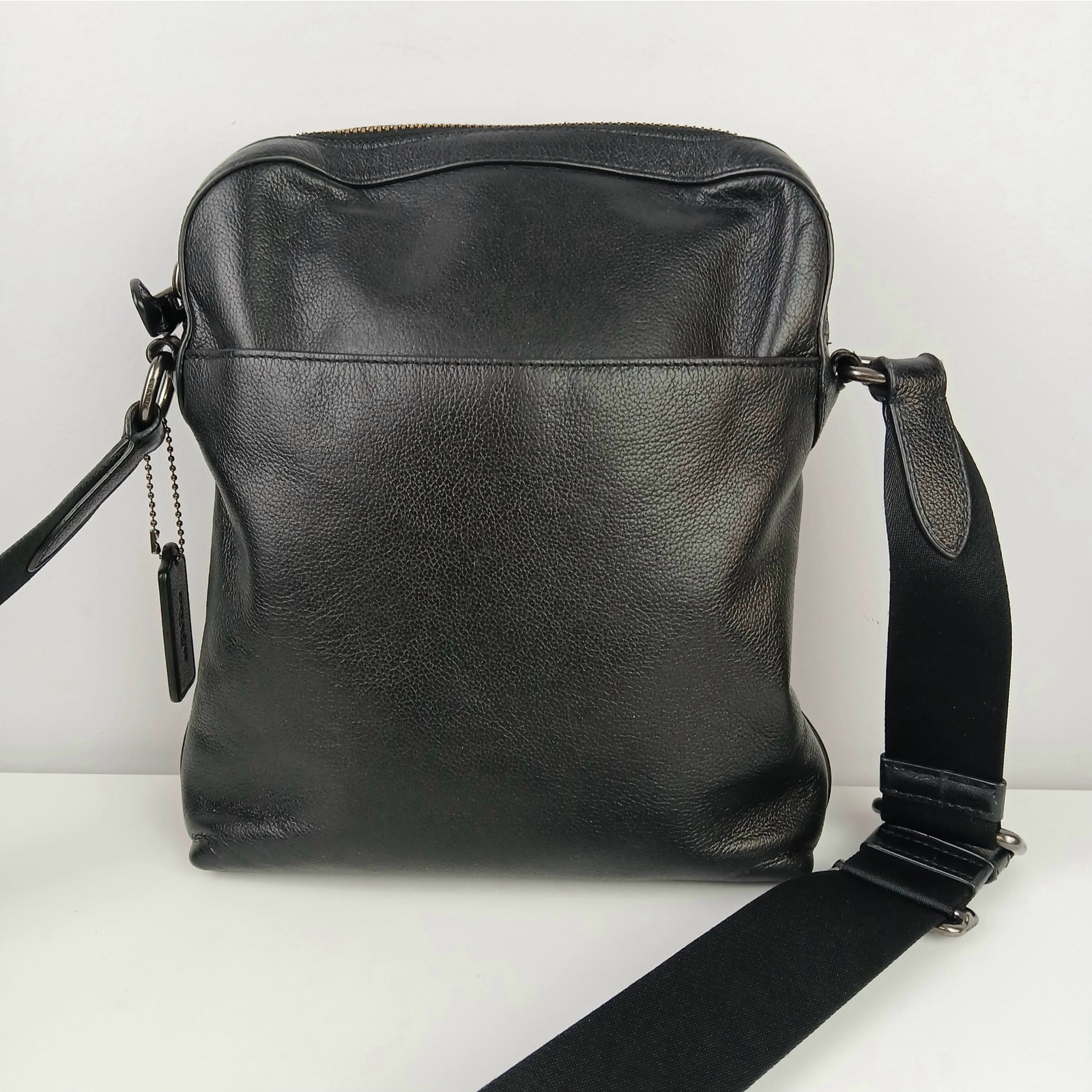 Coach Men’s Houston Flight Bag Crossbody Bag In Pebbled Black Leather