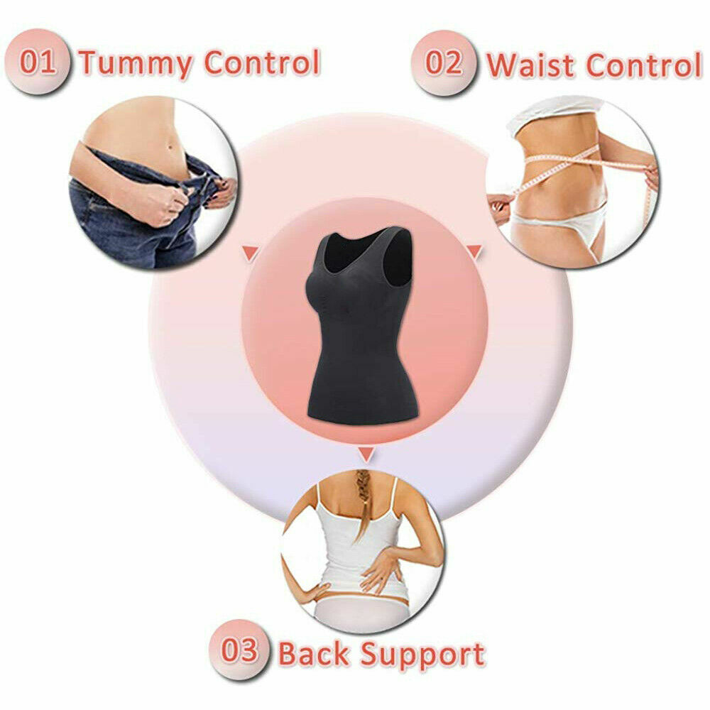 Women Stretch Cami with Built-in Shelf Bra Tank Top Wide Straps Padded Yoga Tops