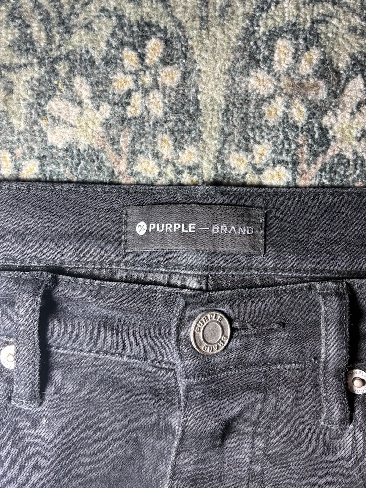Purple Brand Men’s Black Dark Wash Distressed Skinny Stretch Denim Jeans Logo