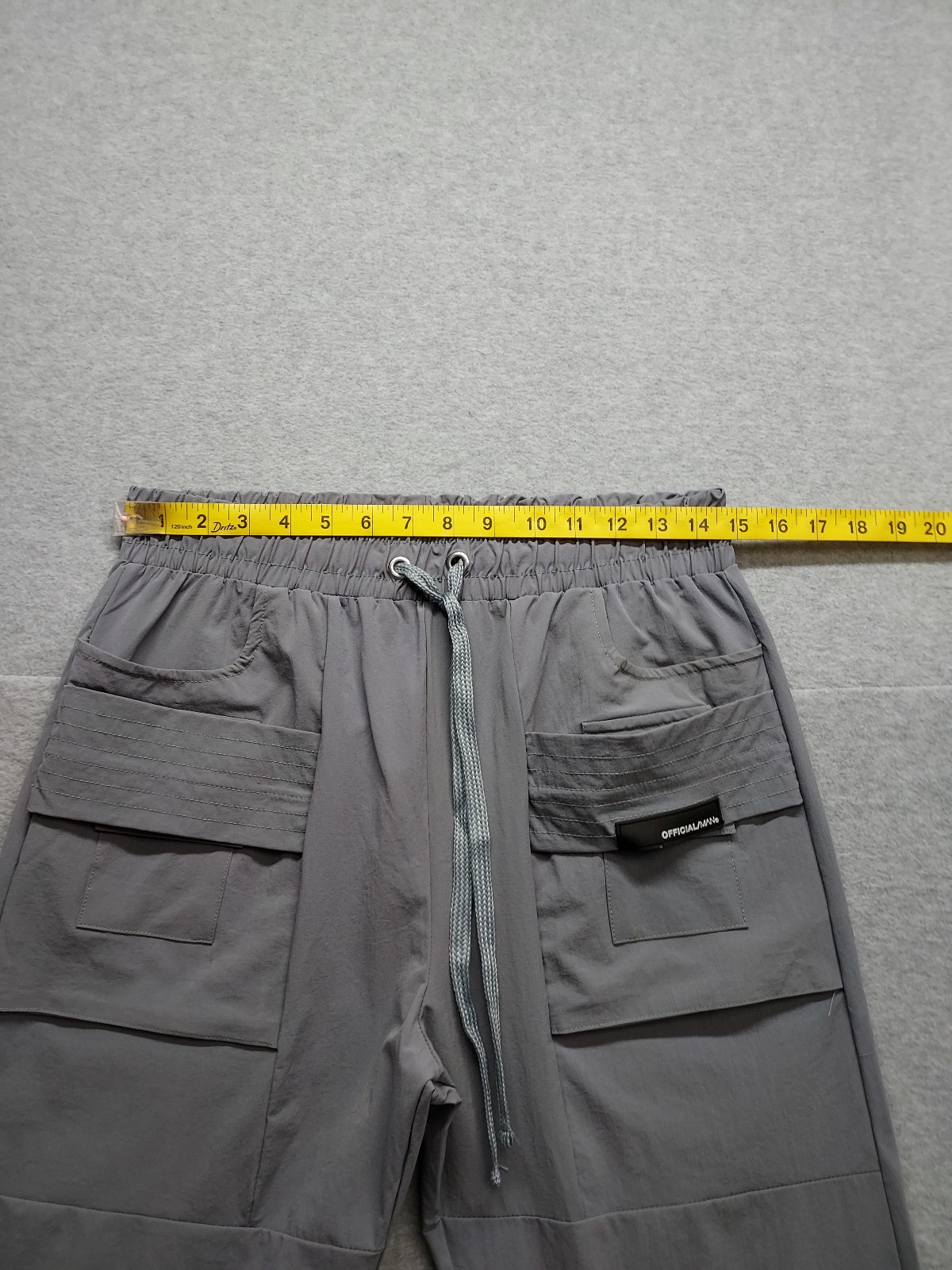 BoohooMan Men Cargo Pants M Gray Tapered Leg Drawstring Lined Mid Rise Casual