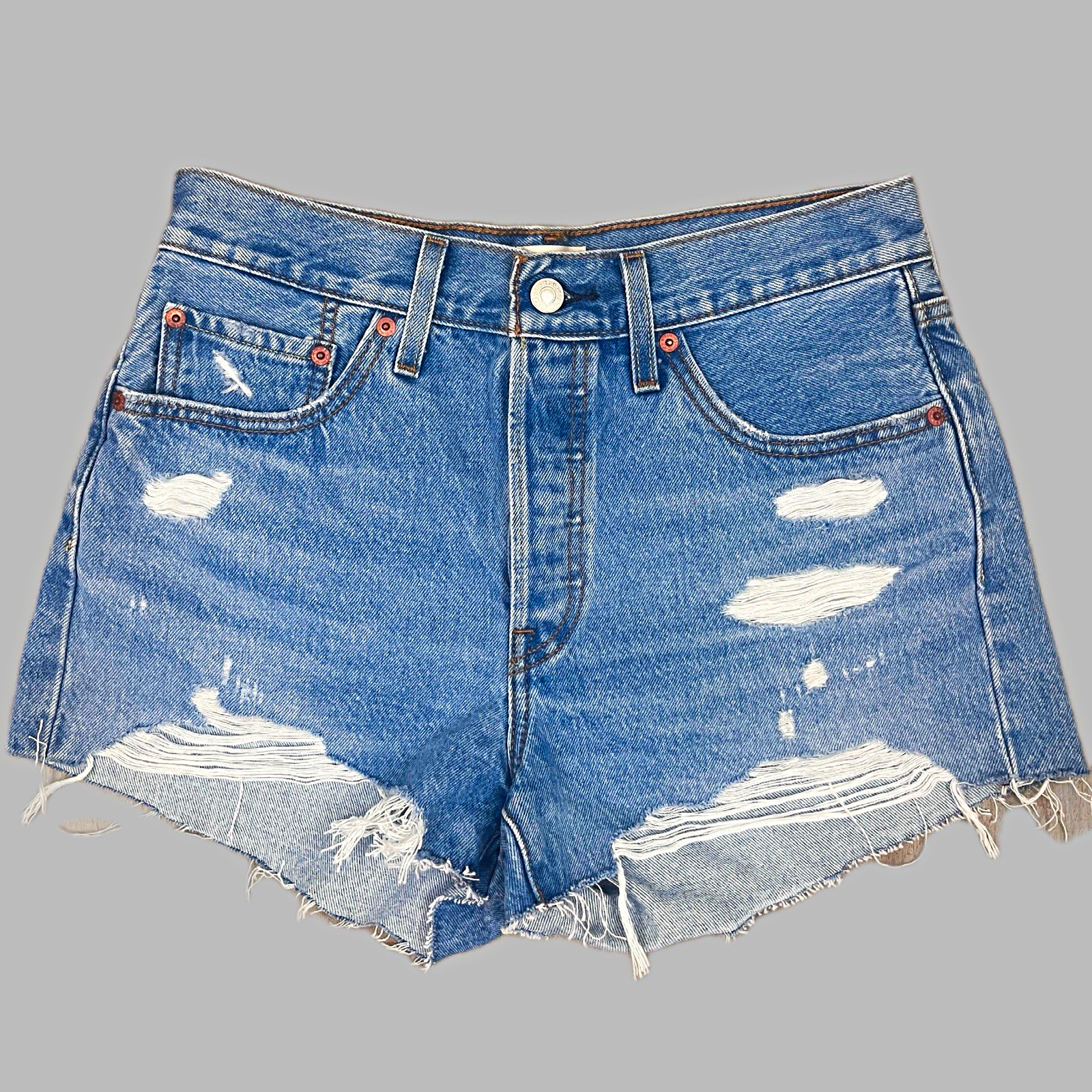 Levi’s 501 Original Distressed Cutoff Denim Shorts Women’s Sz W28 Button Fly