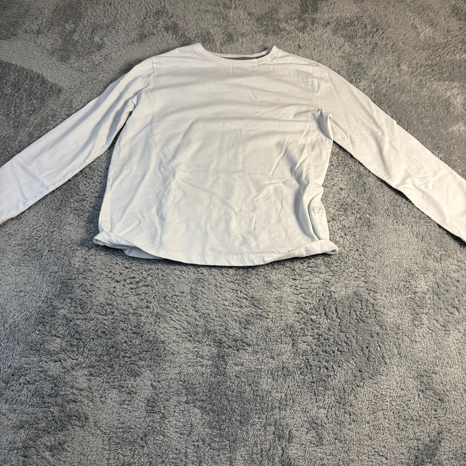 Old Navy Boys Large 10-12 Long Sleeve Crewneck T-Shirt Light Gray Casual Tee