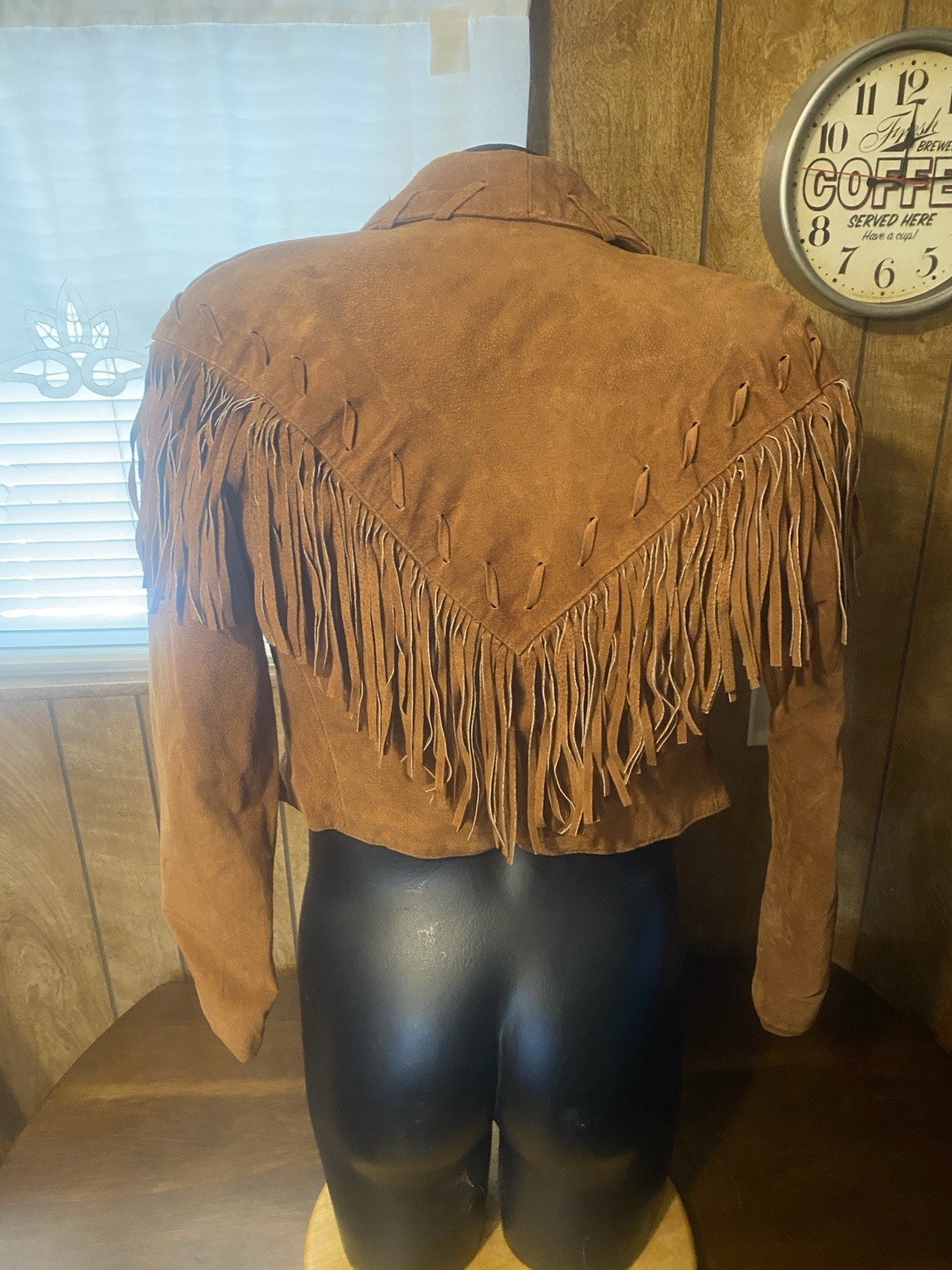 VTG Phoenix Suede Fringe Leather Cropped Jacket Womens M Western Distressed USA