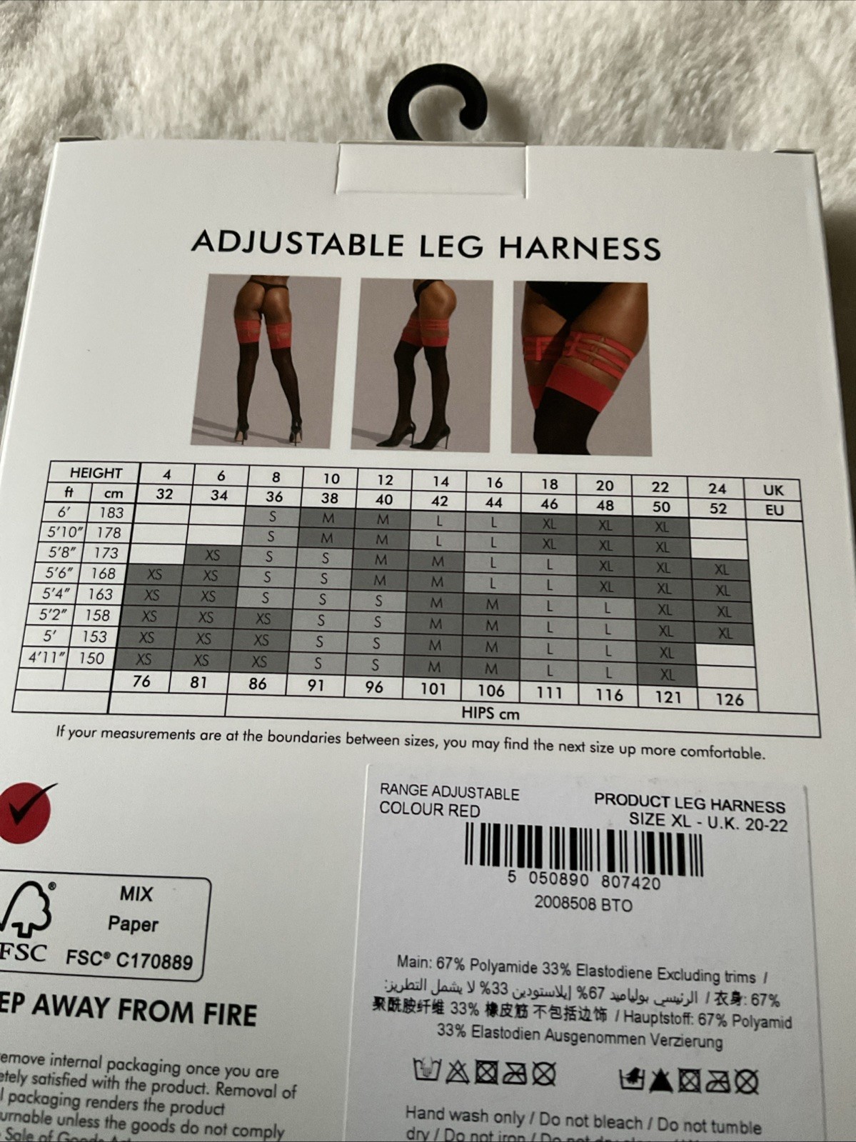 Ann Summers – ADJUSTABLE LEG HARNESS – Size X-Large- 20-22 New In Box –