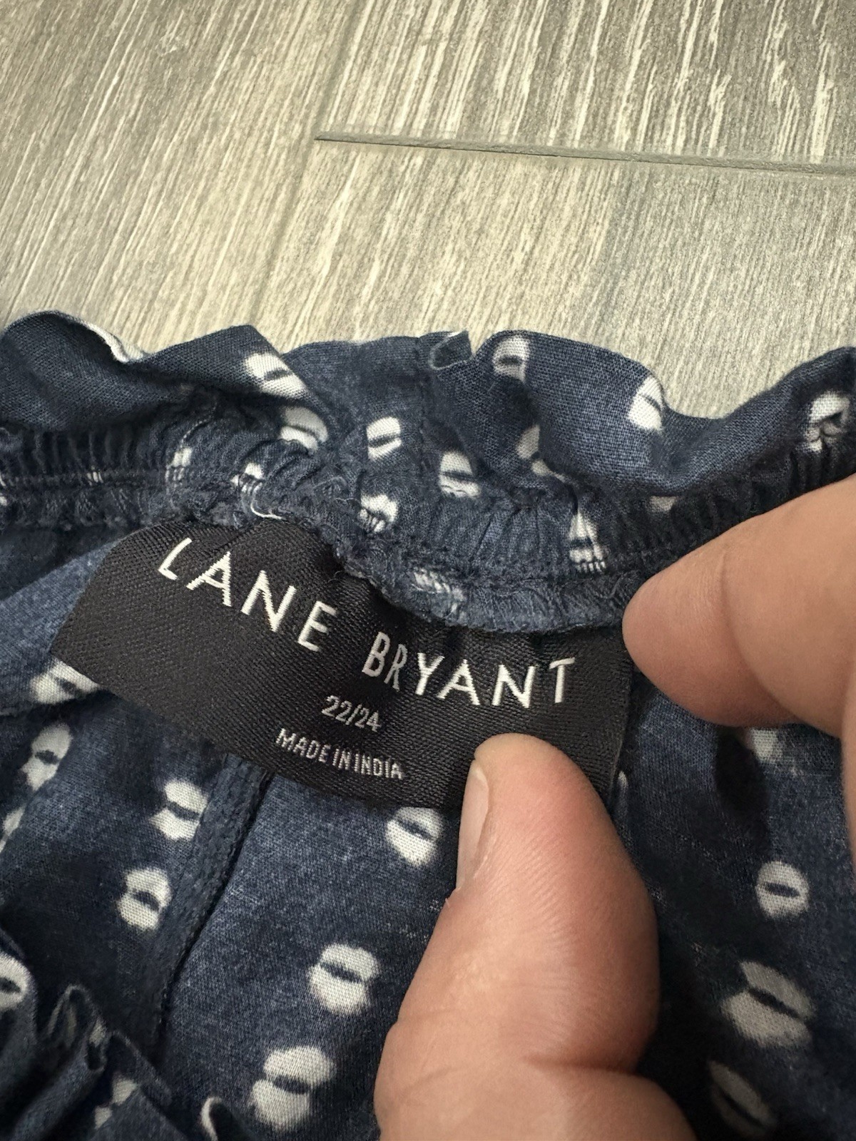 Lane Bryant Blue/White Polka Dot Peasant Scoop Neck Puff Sleeve Blouse 22/24