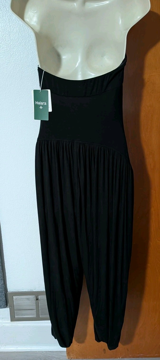Halara Ribbed Tube Backless Jumpsuit w/ Pockets Black Sz M Petite NWT