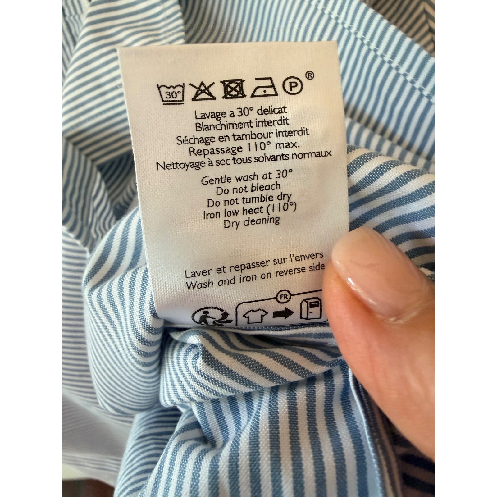 SÉZANE Blue Striped Chlo Blouse Lace Trim Romantic Cottagecore Shirt US Size 16