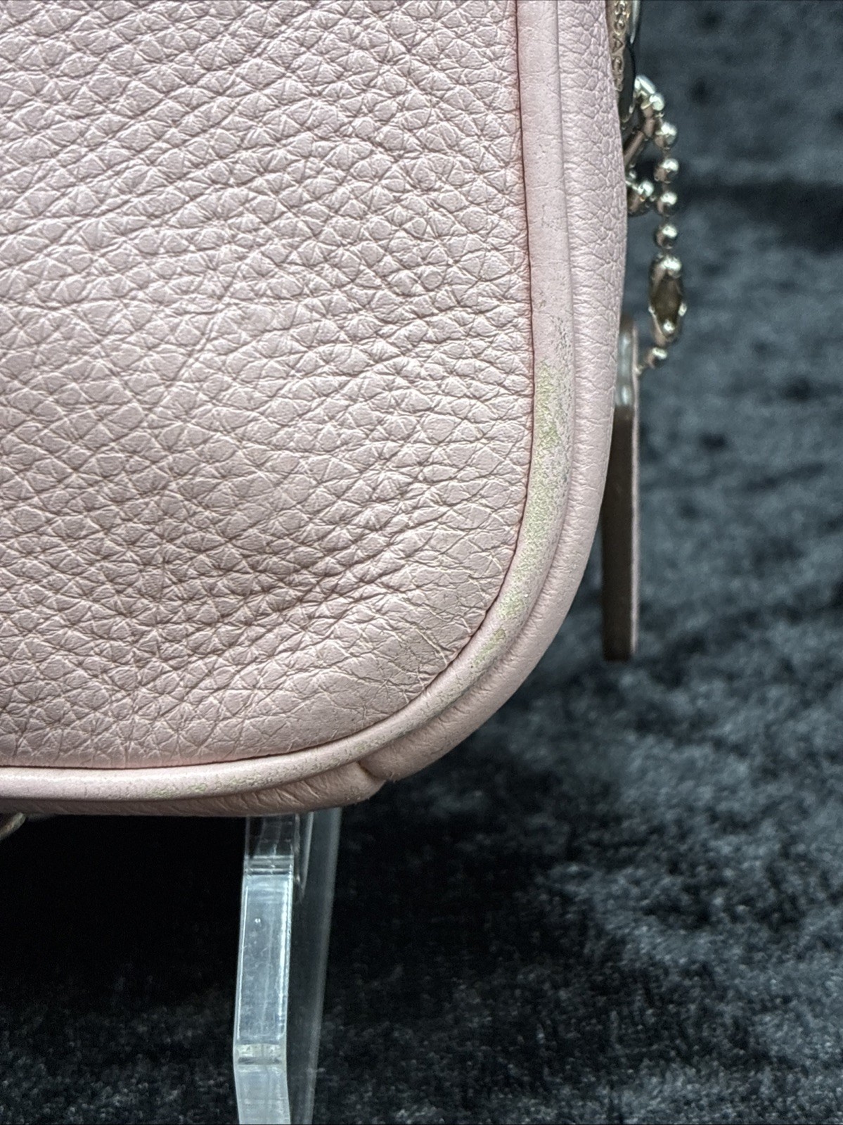 Coach Nolita 19 Petal Pink Pebbled Leather Wristlet Chain Shoulder Bag F53340 NY