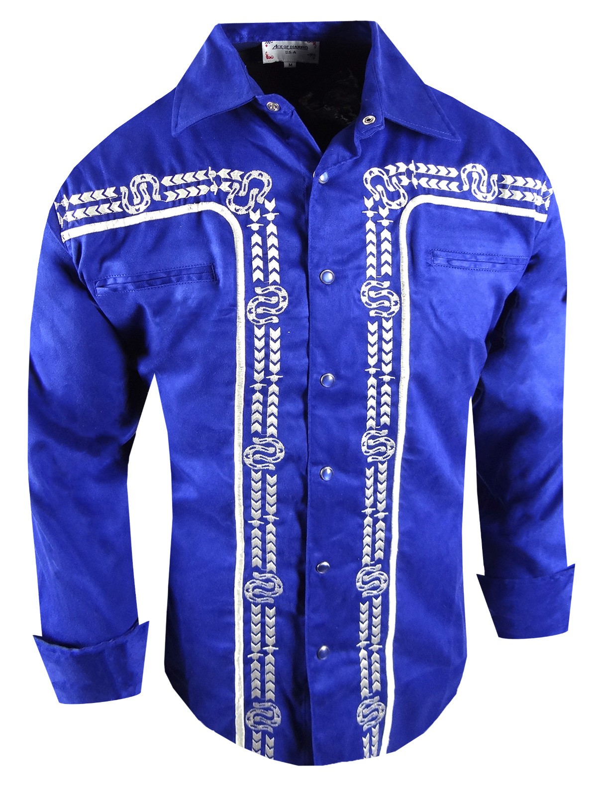 Western Rodeo Shirt Mens Embroidered Horseshoe Stripe Snap Up Faux Suede Stretch