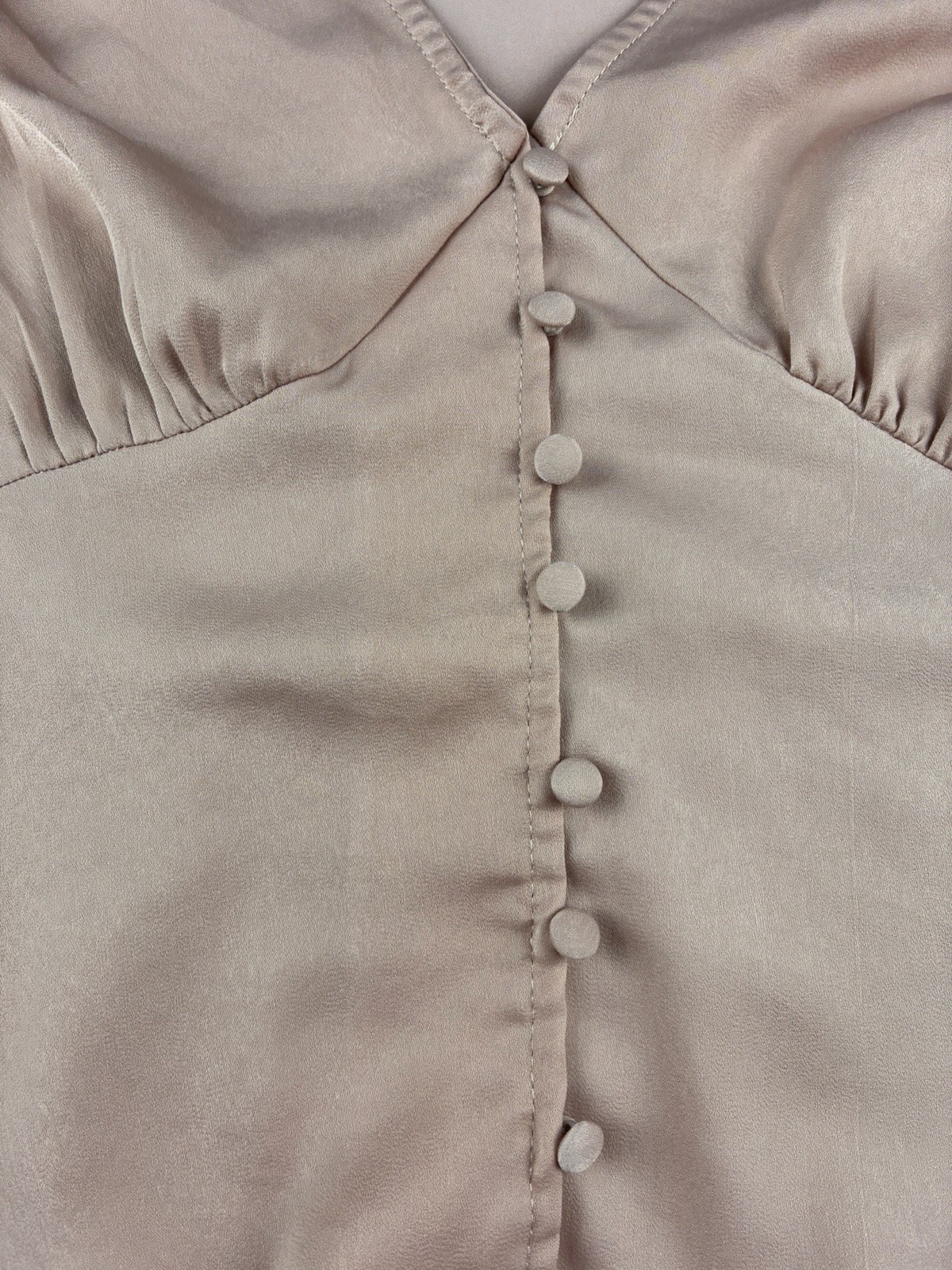 Dusty Rose Puff Sleeve Top V-Neck Button Cottagecore Romantic Regency Size M
