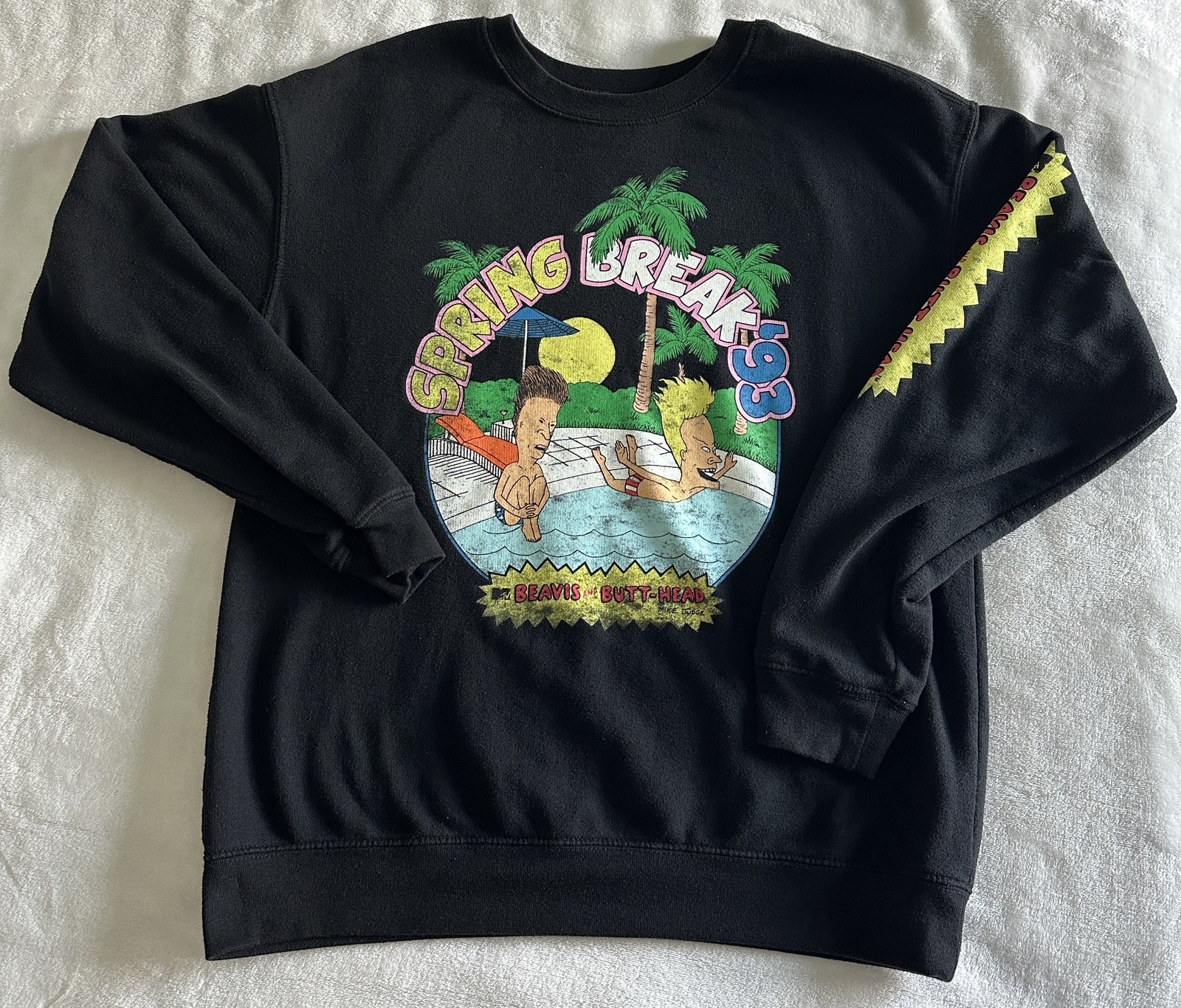MTV Beavis and Butt-Head Spring Break 93 Black Sweatshirt Crewneck Medium