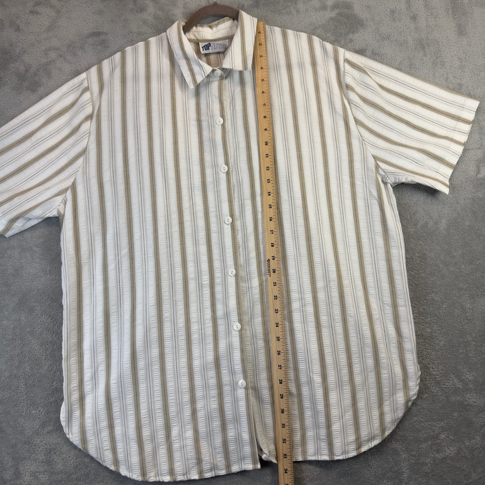 Top Notch Shirt Women Plus 22W-24W White Striped Short Sleeve Button Up VTG 80s