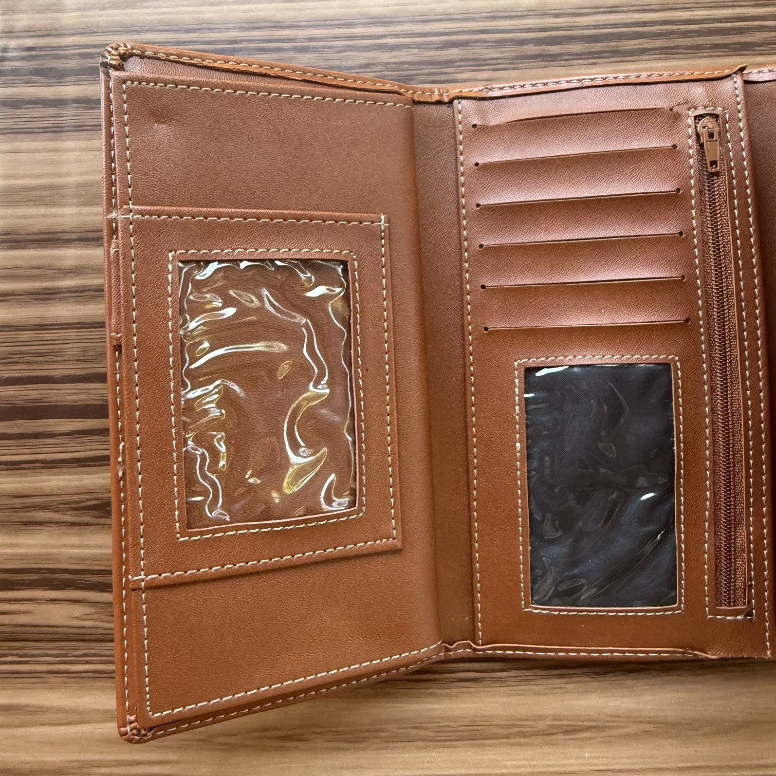 Vintage Dooney & Bourke AWL Leather Black/British Tan Checkbook Id Wallet