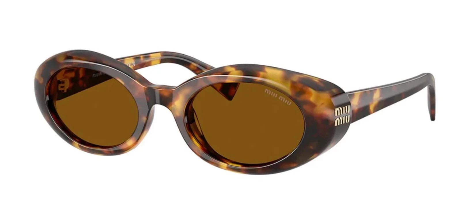 Miu Miu MU B09S 14L20Z Oval Sunglasses in Havana /Brown Lens 100% UV