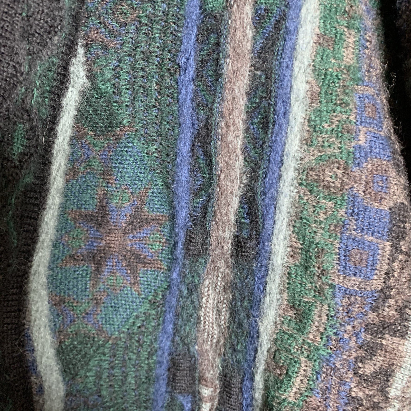 GOOGI – Men’s Pure New Wool Multicolor 3D Knitted Cardigan Sweater – Size: L