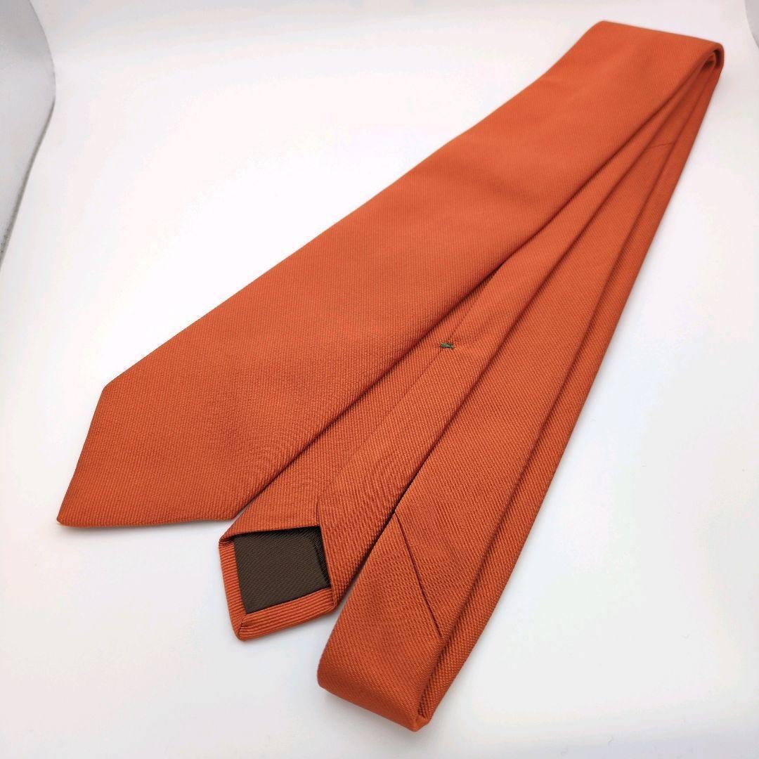 LUIGI BORRELLI Orange Solid Silk Tie 8.3cm Width 148cm Length