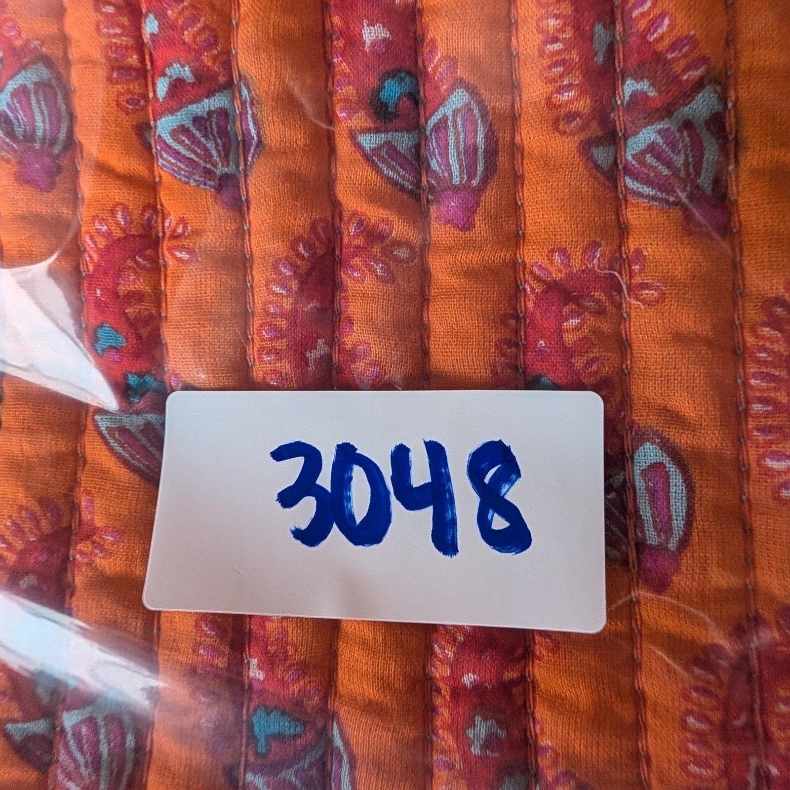 Reversible Quilted Jacket Wmns M Blue Orange Paisley Floral Boho Cottage Artisan