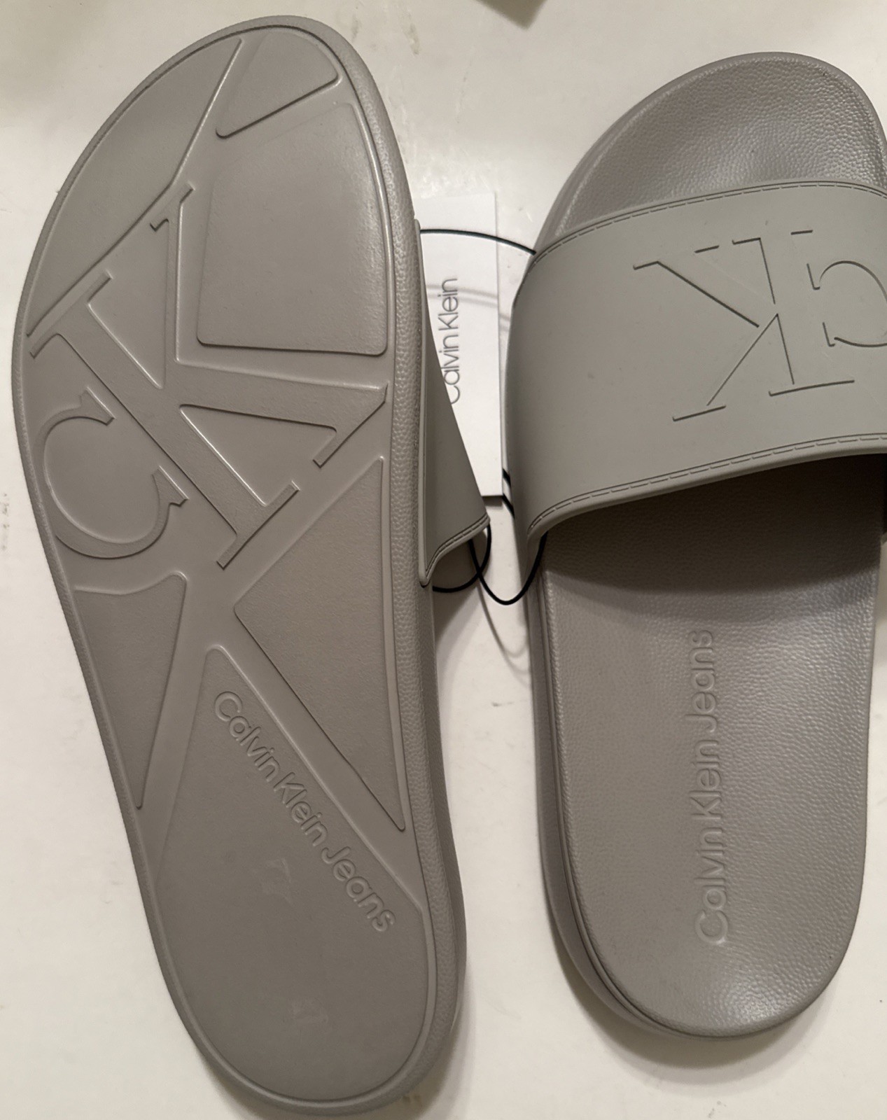 Calvin Klein -Men’s CMWINSTON Slide Sandal SIZE 10 M Light GRAY 050 New.