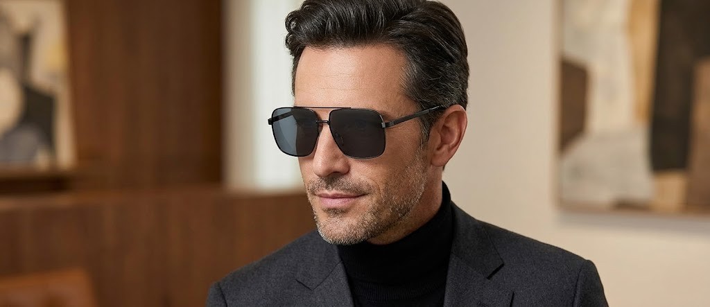New Premium Light Tinted With UV400 Lens Square Aviator Sunglasses Metal Frame