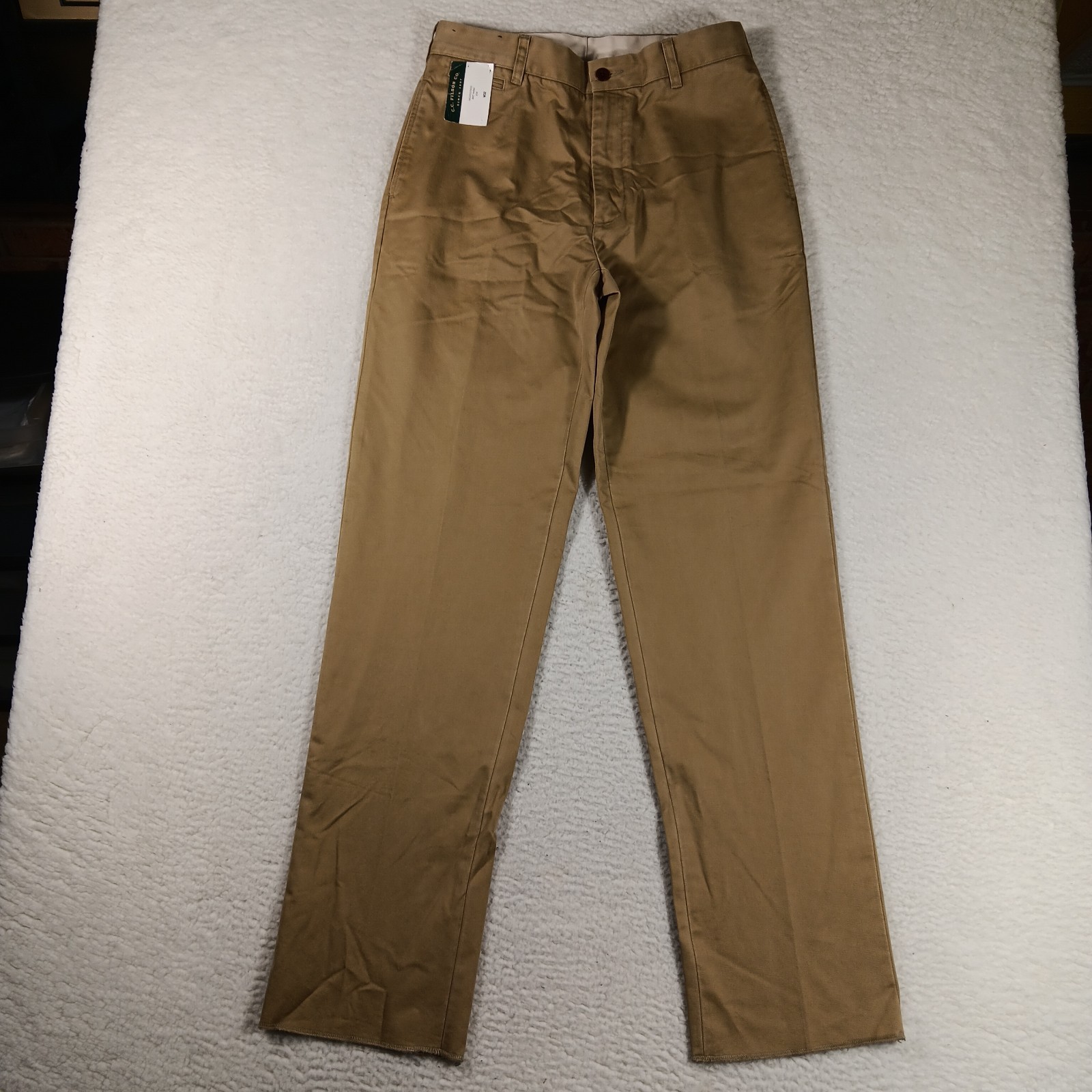 CC Filson Pants Mens 32 Tan British Khaki Twill Chino Unhemmed Workwear Office