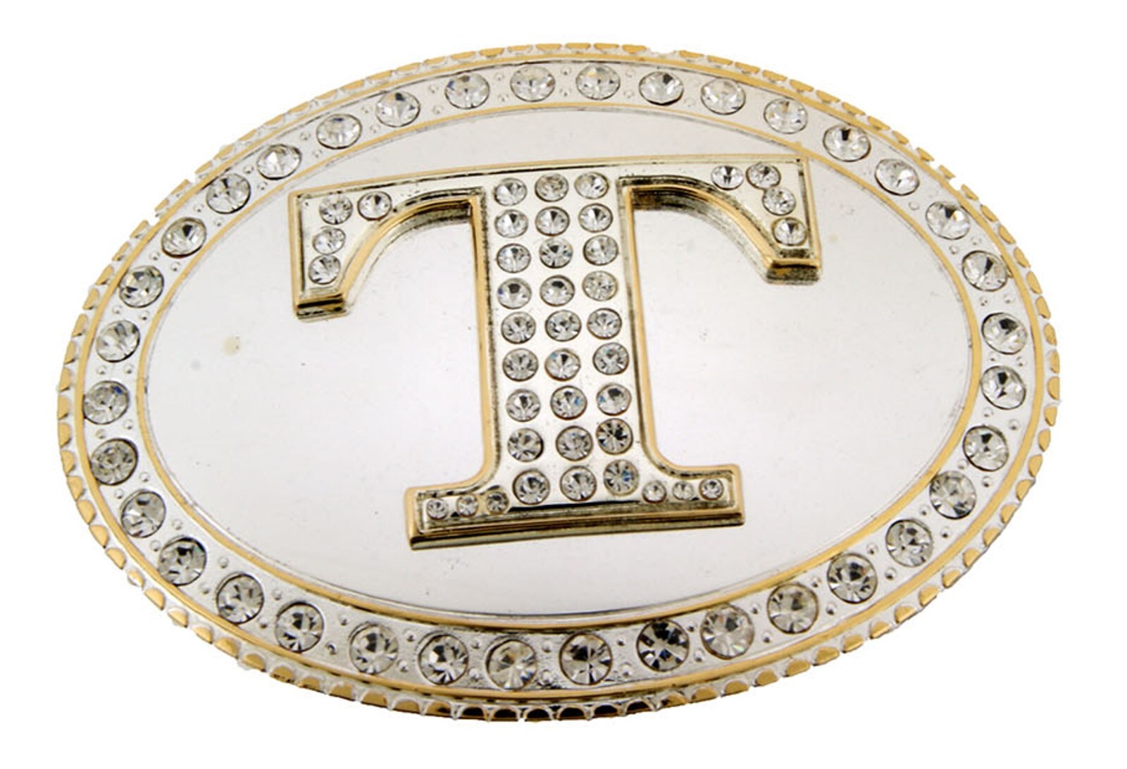 Initial T Letter t Belt Buckle Bling Men Women Gold Silver Metal Western Fashion