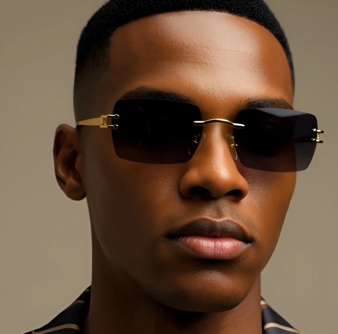 Hip Hop Glasses Clear Lens Gold Frame Rimless Square Shades Migos Quevo Style