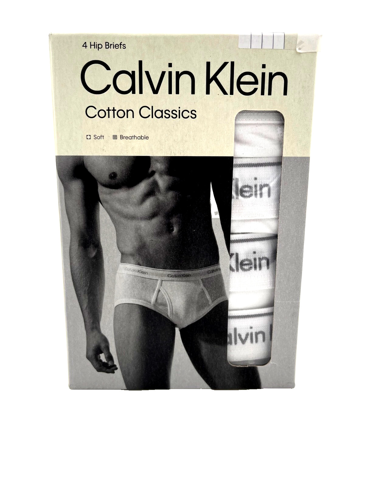 Calvin Klein Men’s Classic Fit Cotton Hip Brief White Underwear 4 Pack