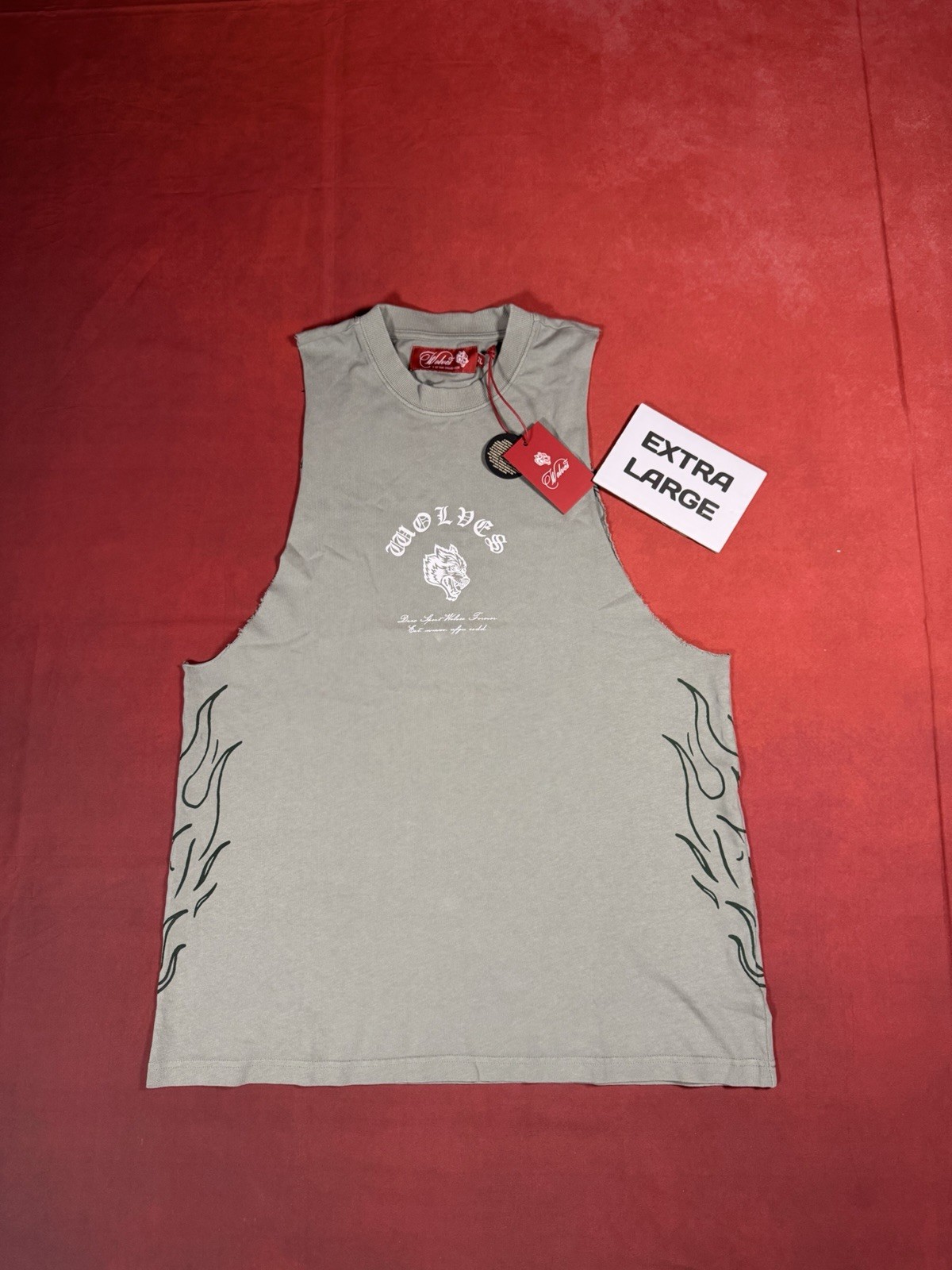 Darc Sport ‘Heaven Has To Wait’ Graphic Muscle Tank Top – Olive Green Size- XL