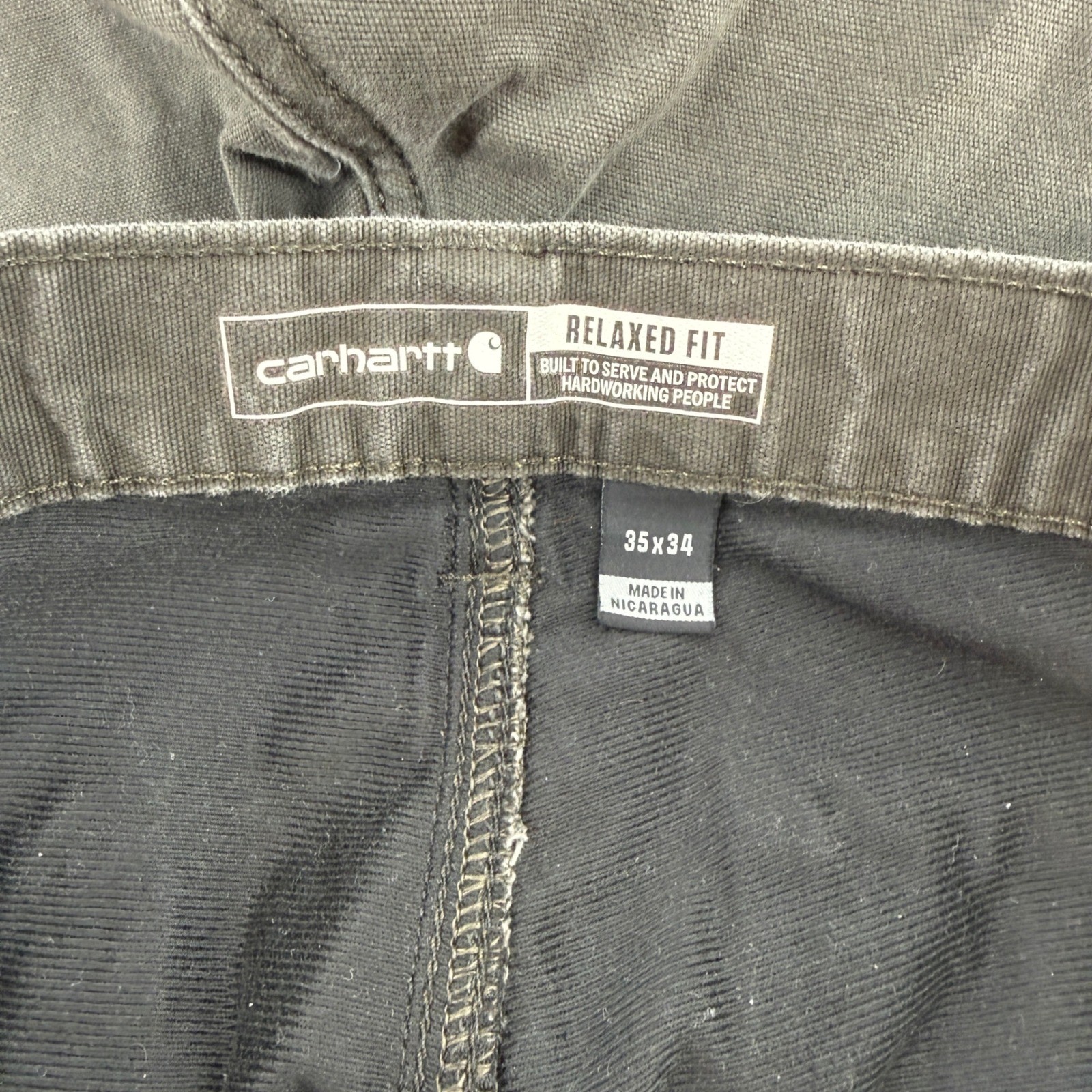 Carhartt Relaxed Fit Canvas Work Pants Mens 35×34 Gray 103342-306 Tool Pocket