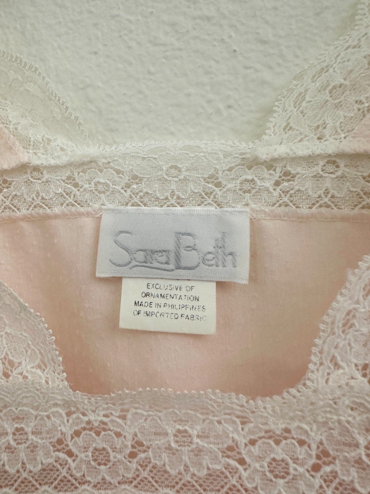 Vintage Sara Beth Nightgown Baby Pink Lace Peplum Puff Sleeve Women’s Medium