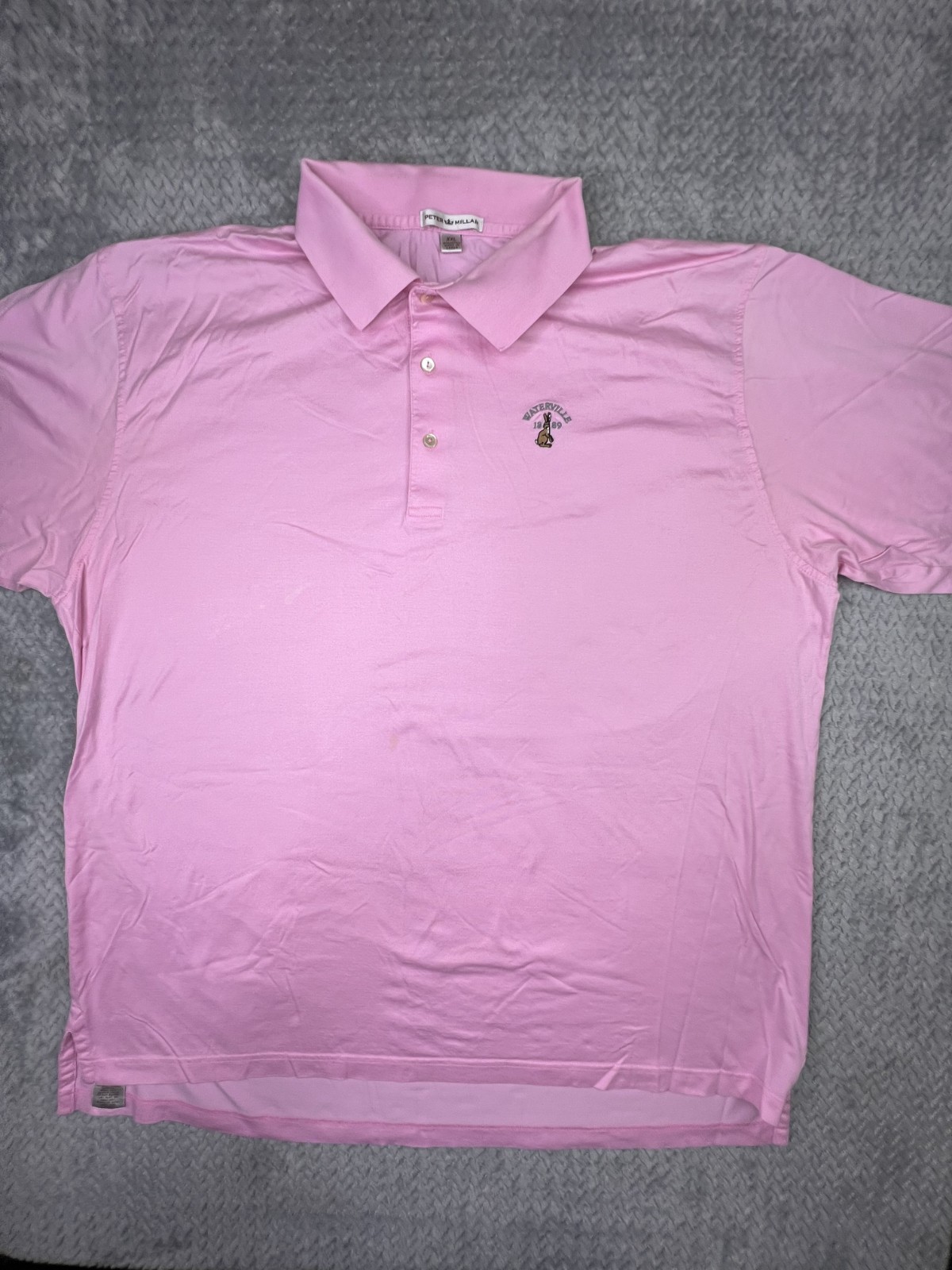 Peter Millar Waterville Golf Links Top 100 Polo Shirt Mens 2XL Pink Cotton