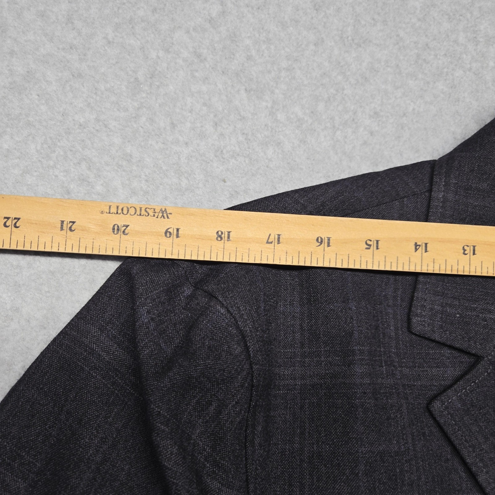 Cremieux Blazer Mens Large Dark Grey Check Plaid Off-Duty Jacket Wool Blend