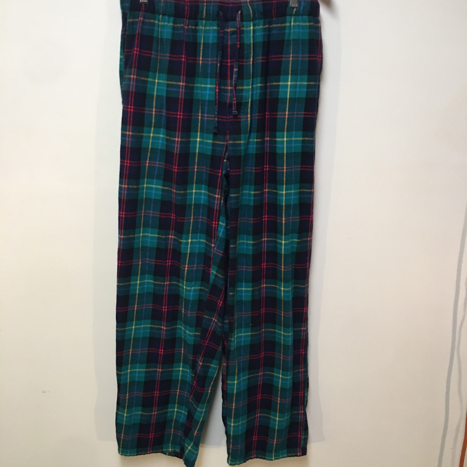 Lands’ End Men M 32-34 Pajam Pants Multicolor Flannel Drawstring Pocket Cotton