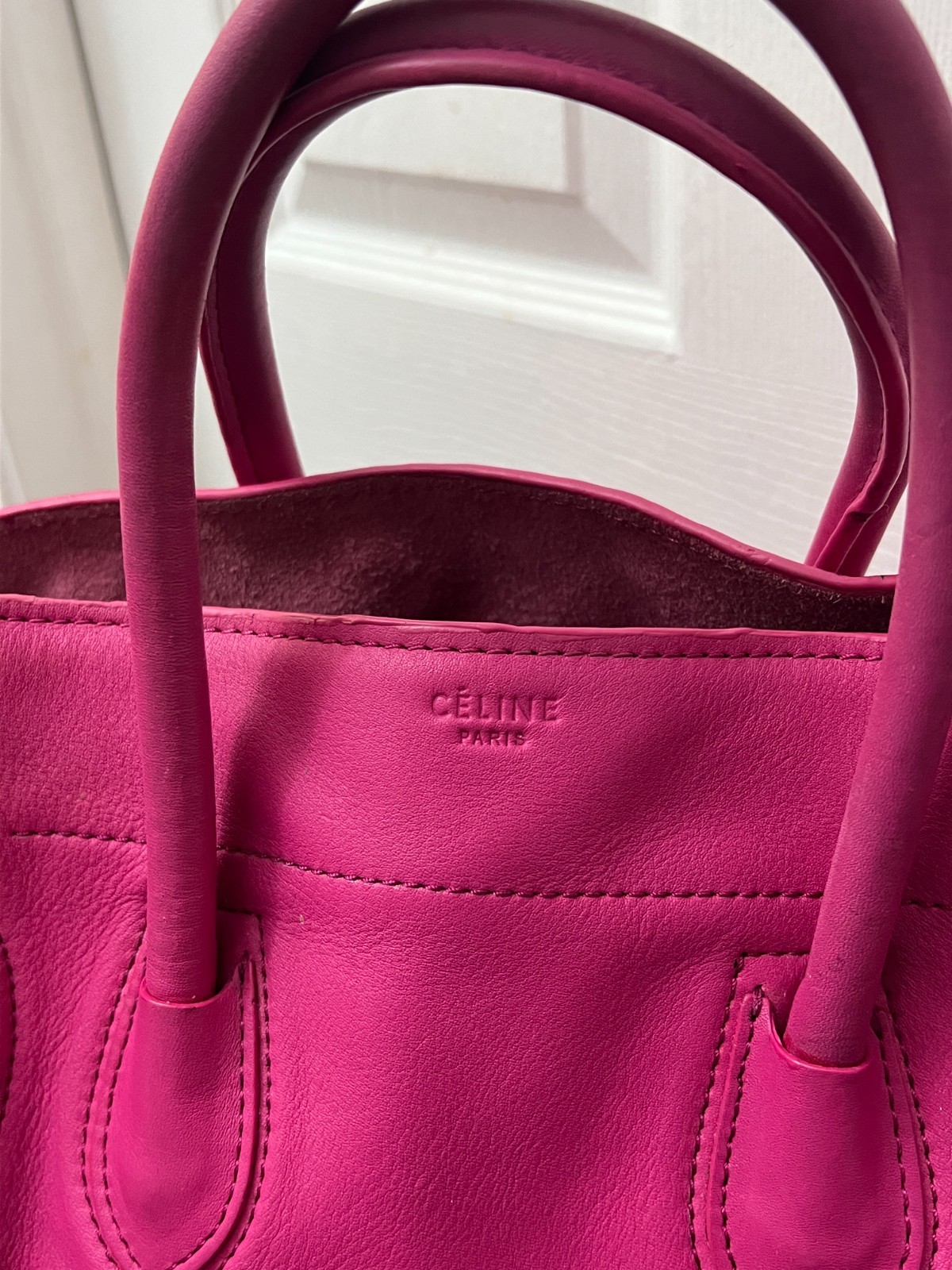 CELINE Luggage Phantom Hand Bag Leather Pink