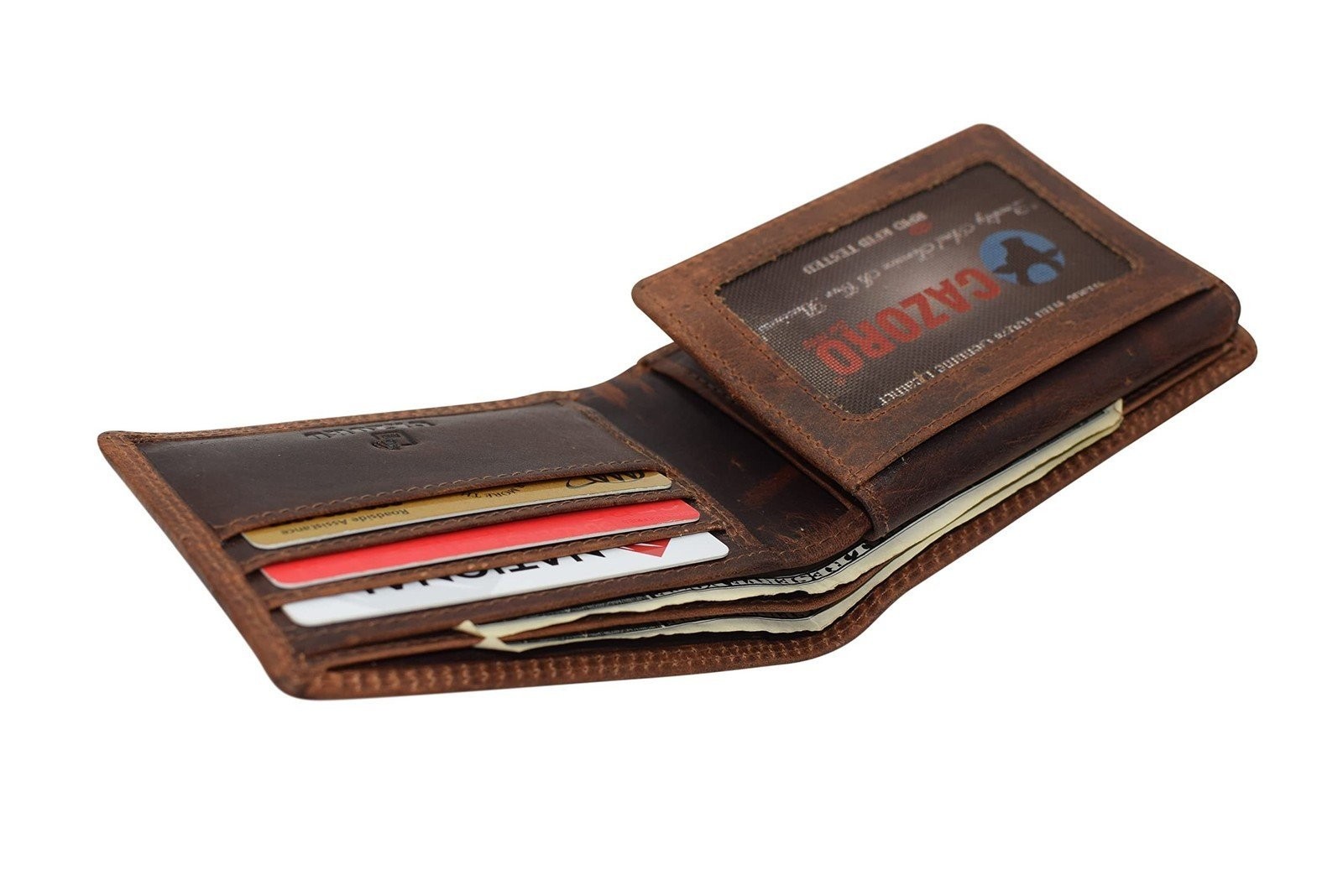 CAZORO Wallet for Mens Vintage Leather RFID Blocking Classic Bifold Wallet…