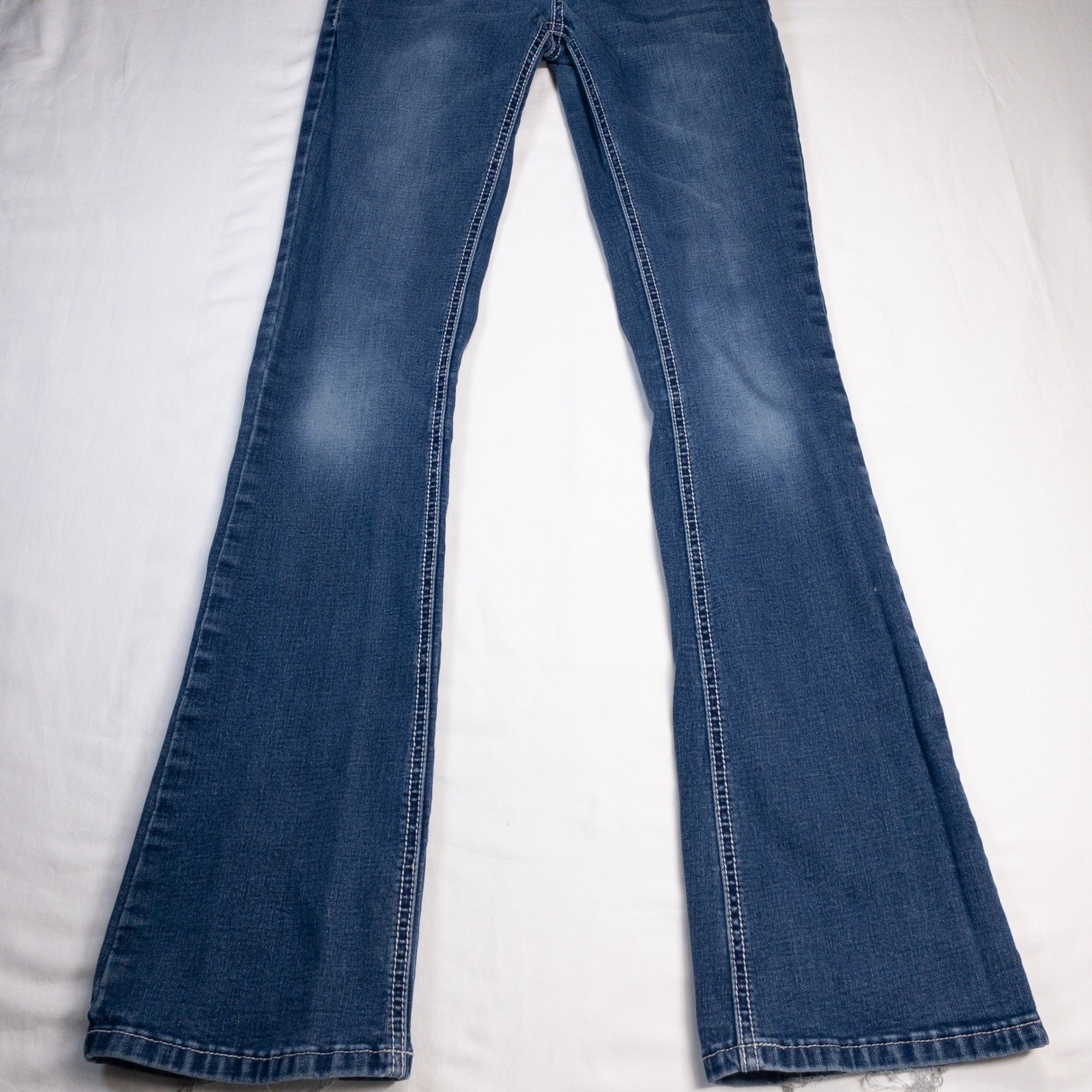 Silver Diva Womens Bootcut Jeans Blue High Waist Embellished Pockets Size 1