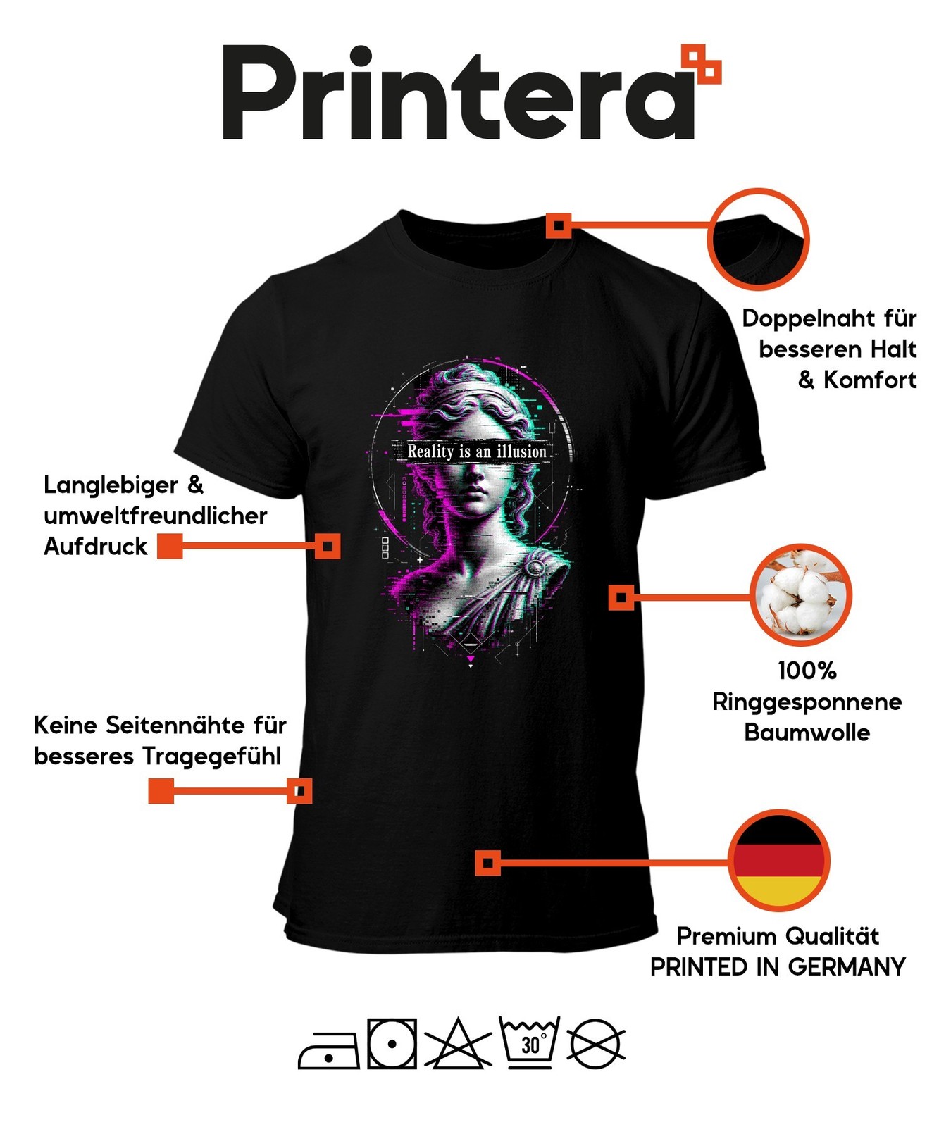 Reality is an illusion Glitch Greek Bust Vaporwave Dark Men’s T-Shirt