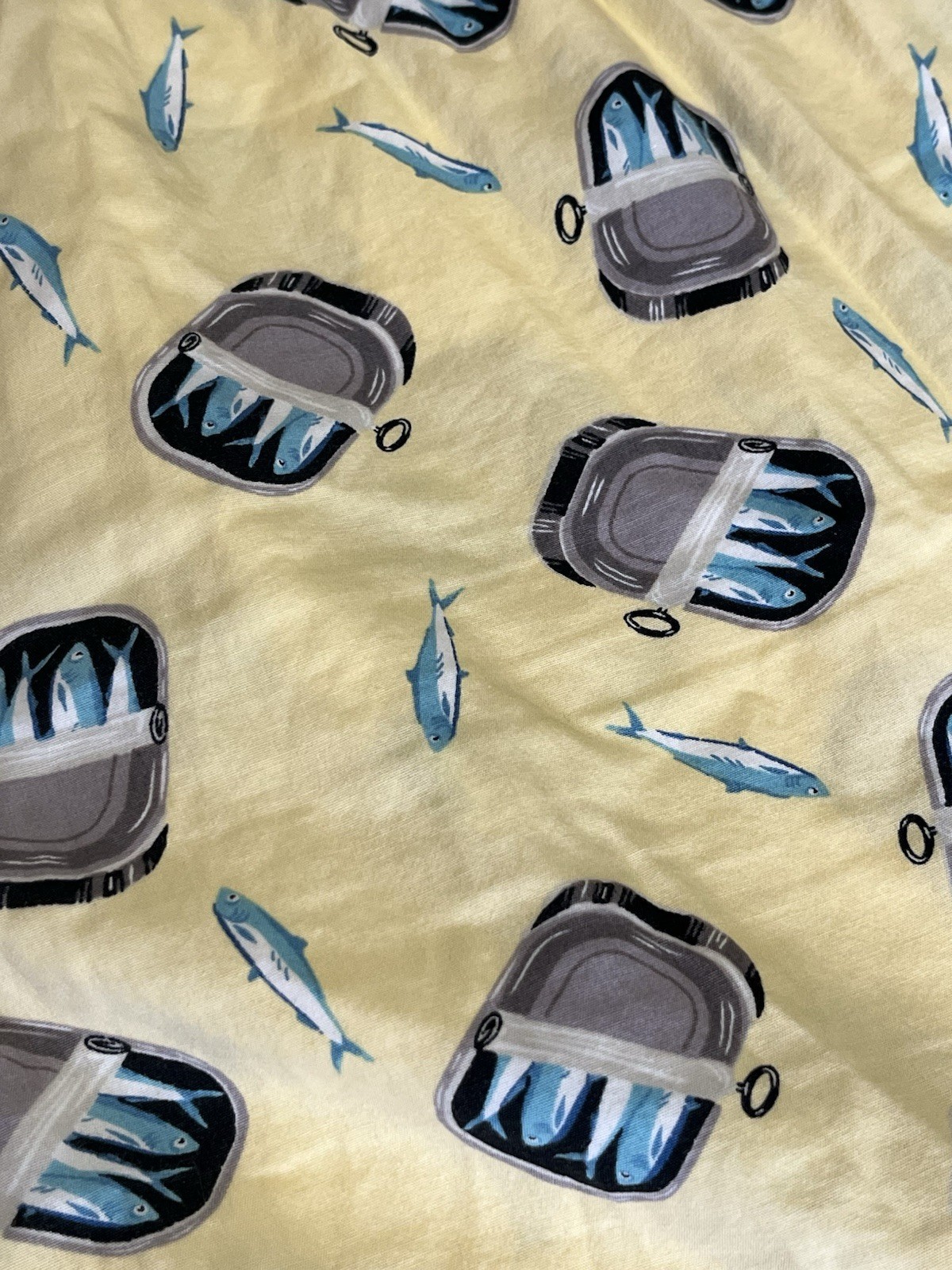 J Crew Boxer Shorts Sardines 32-34 Medium 100% Cotton Yellow & Blue