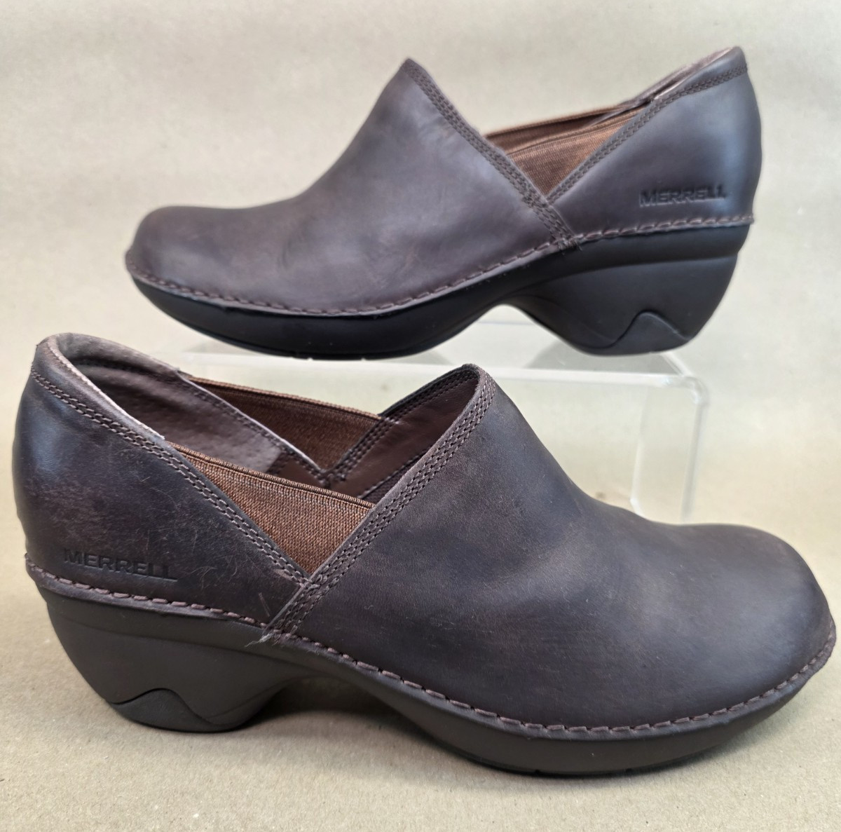 Merrell Emma (Sz 7) Brunette Water Resistant Clog Oiled Leather Slip-on Shoes