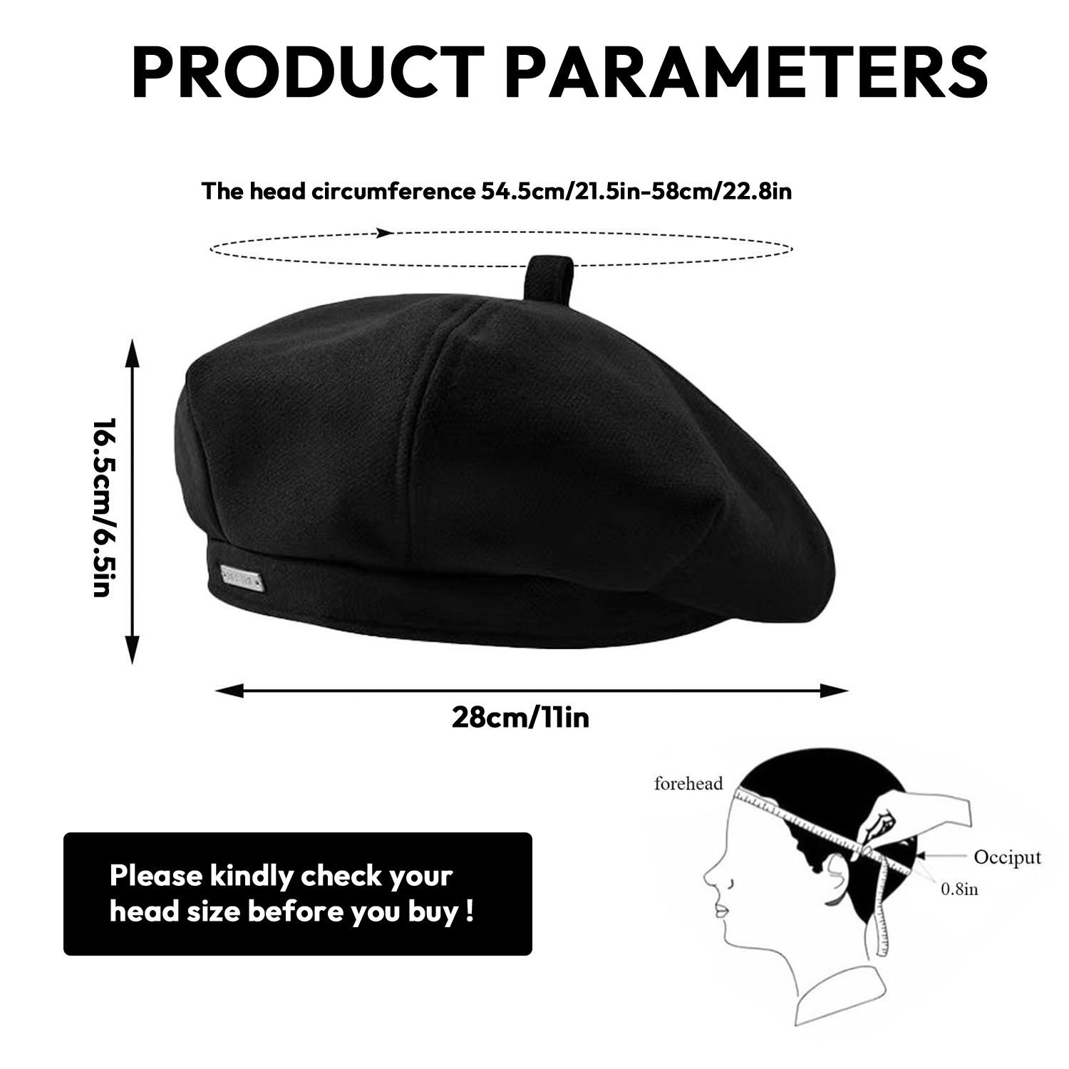 Women’s Beret Hat French Classic Solid Color Winter Warm Fashion Cap Retro Hats