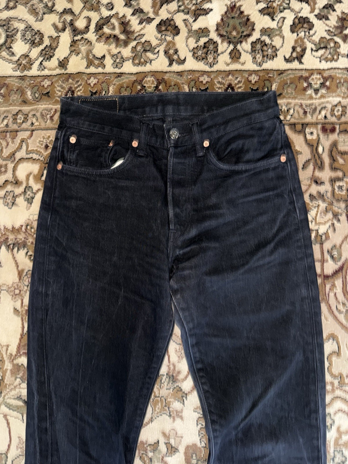 Buck Mason ford standard 12.75 oz Japanese Black Denim Mens fits 29×32 Faded
