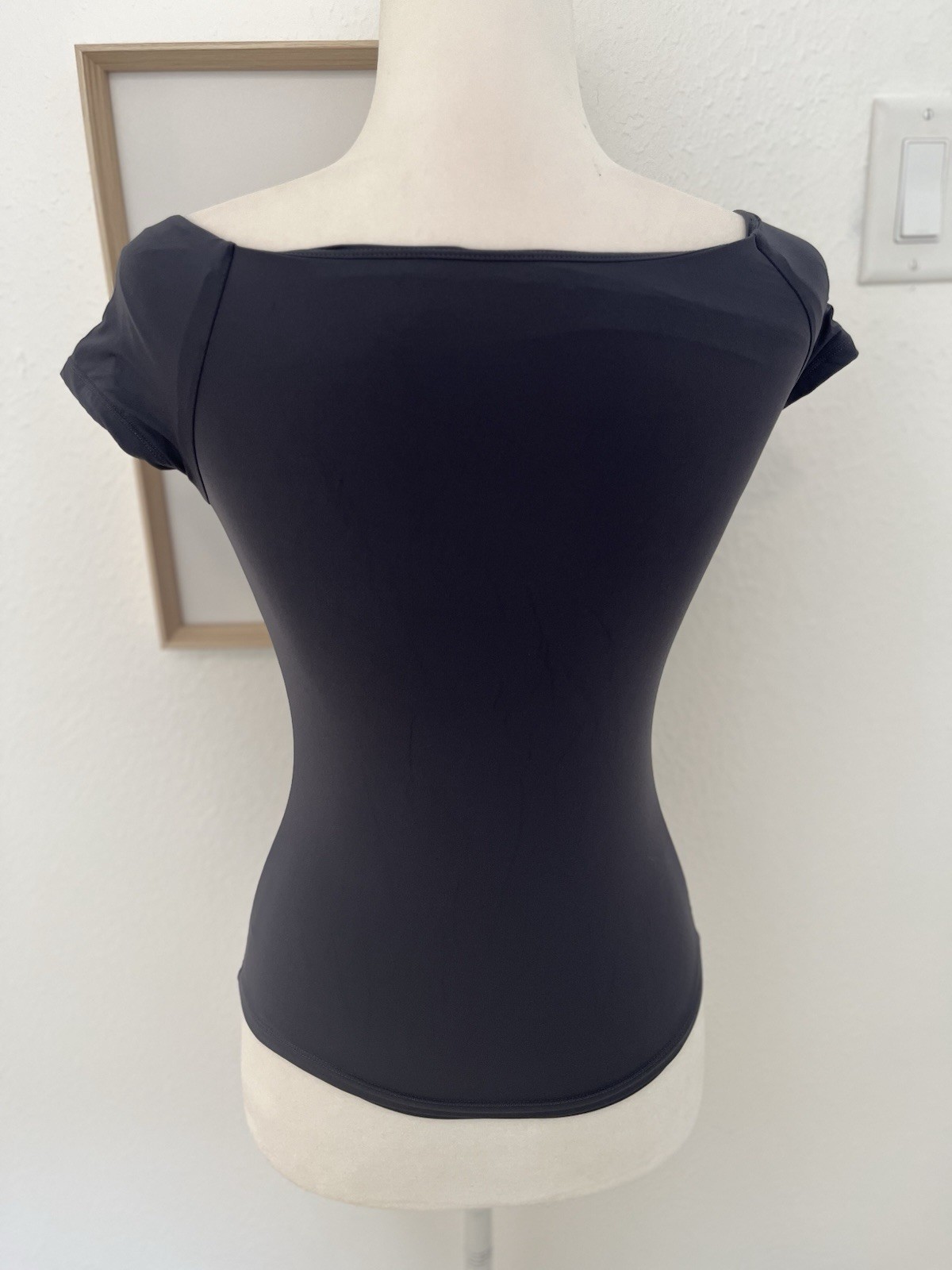 Buttery Soft Off Shoulder Shirt – Short Sleeve Dark Grey / XS
