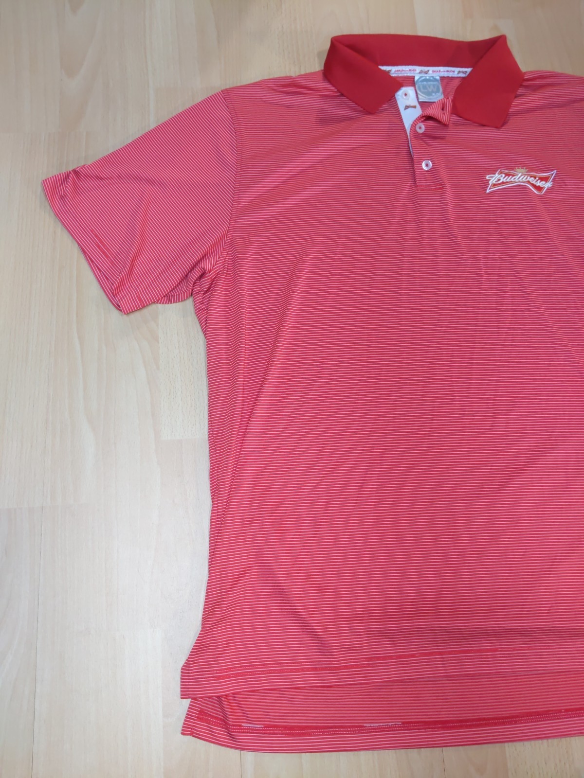 Budweiser Level Wear Polo Shirt Men’s Size XL Red Stripe Embroidered Golf Active