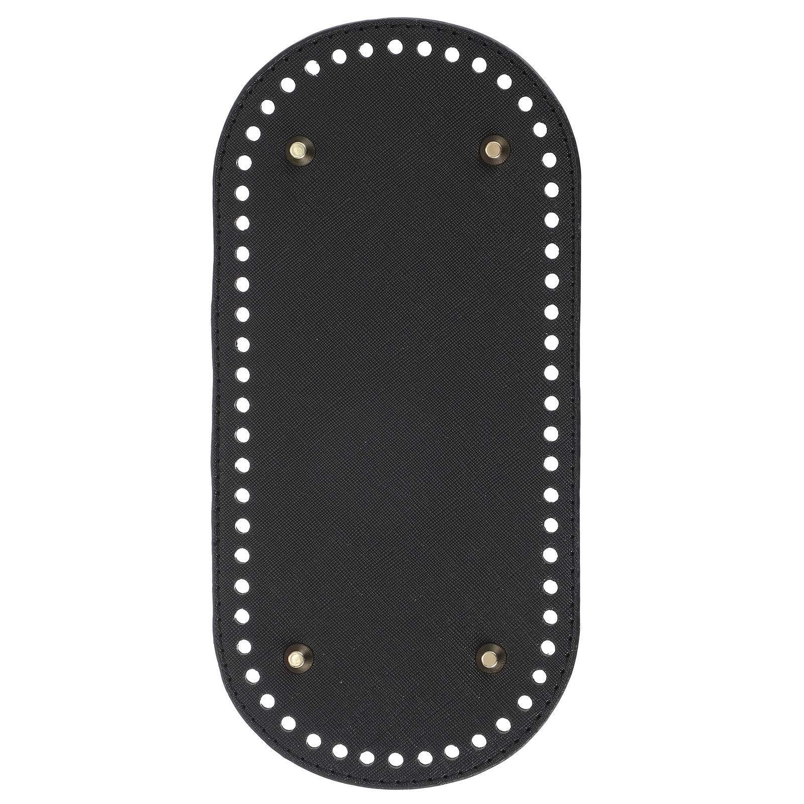 Oval PU Leather Bag Bottom Shaper with Holes & Nails 9.8×4.7 Inch Black