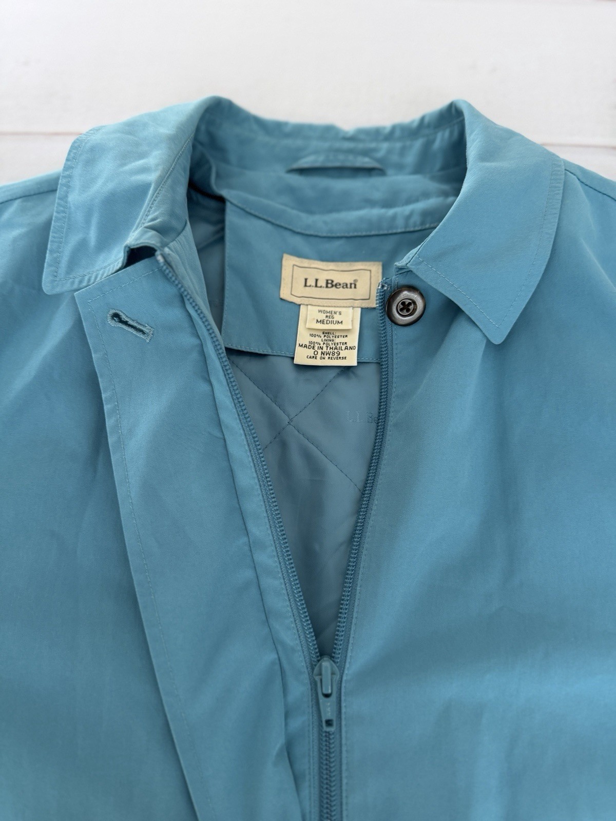 Vintage L.L.Bean Womens Medium Teal Blue Plaid Lined Jacket Quilted Coat