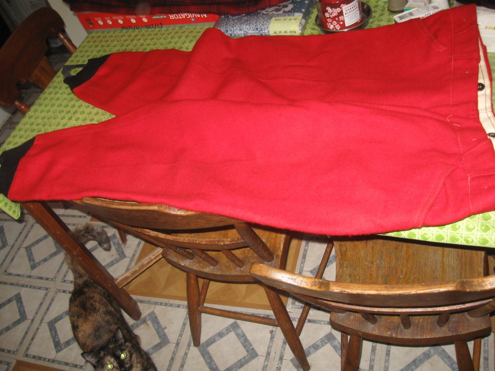 Vintage men Wool Pants Red Hunting 36 X 24 to cuff band 28 to bottom of cuff