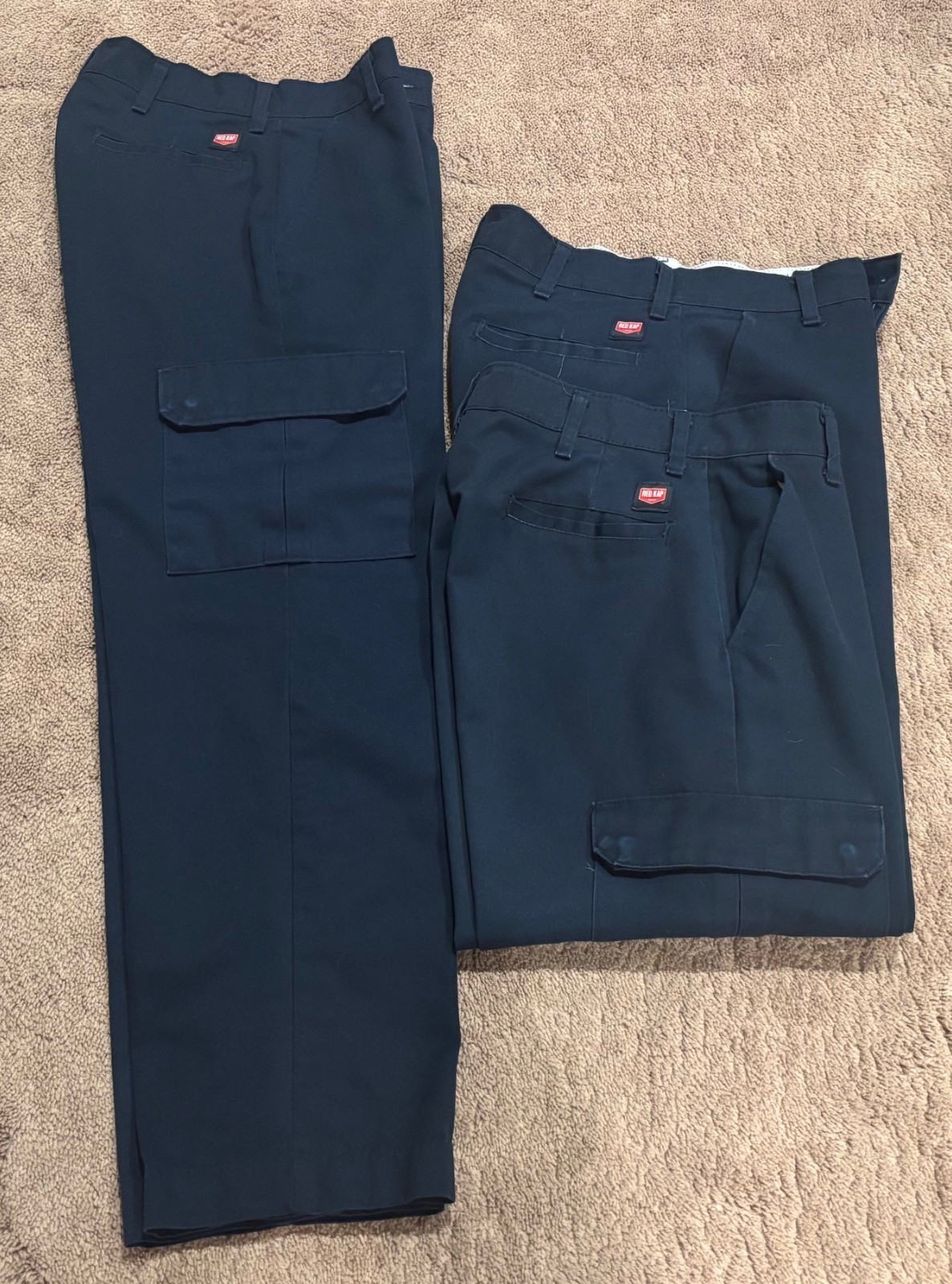 Red Kap Men’s Industrial Cargo Pants Size 30×31 Navy Blue PT88 Used, Set of 3.