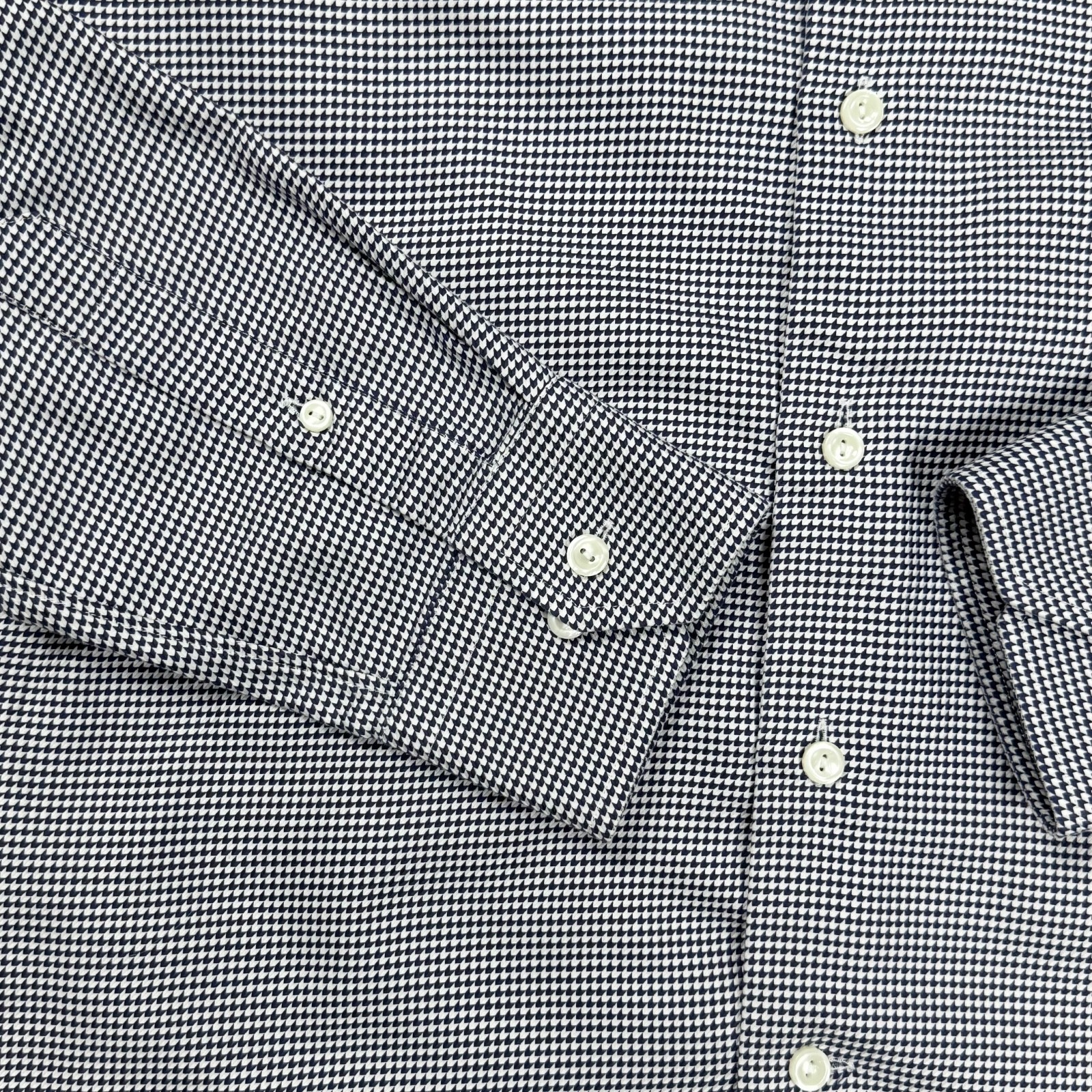 ETON Men’s Luxury Houndstooth Slim Fit Black White Cotton Dress Shirt 39 15.5